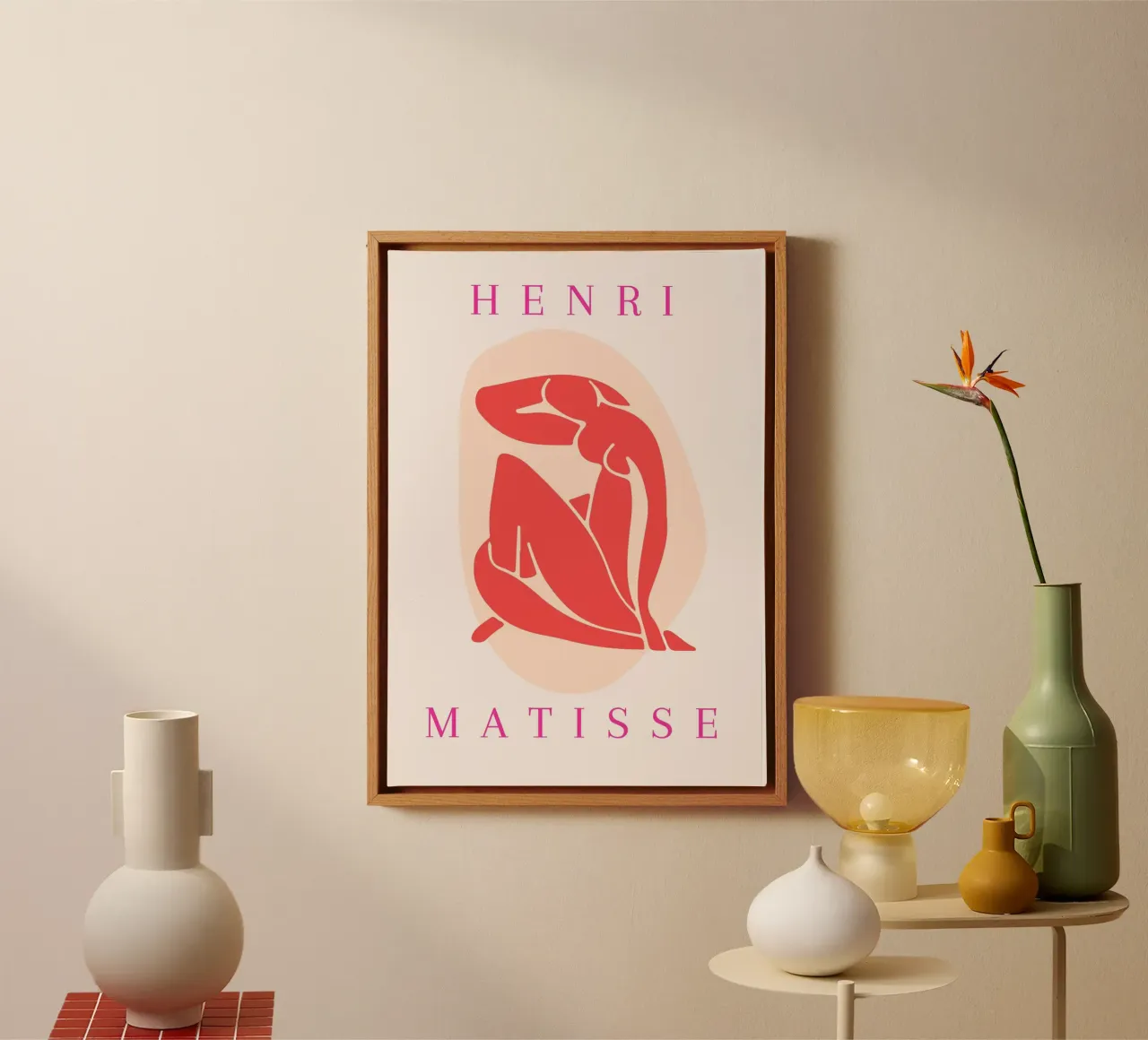 Henri Matisse Rood naakt uitgesneden abstracte poster canvas met Baklijst van NorwesClub