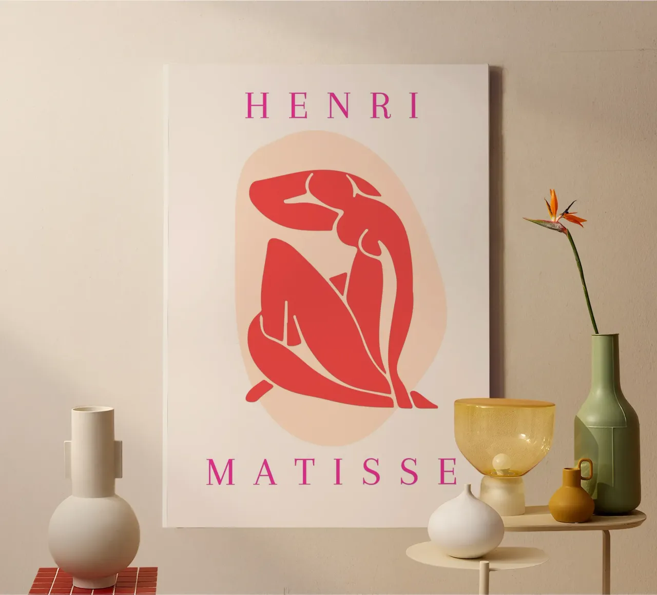 Henri Matisse Rood naakt uitgesneden abstracte poster canvas met Baklijst van NorwesClub