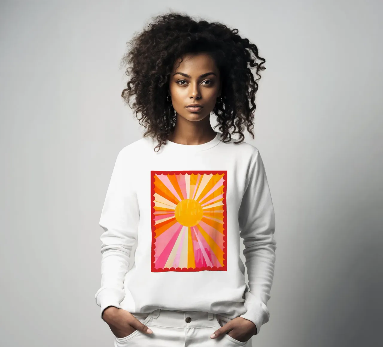 Italy, Soleil Boho Print, Sun Poster, Vibrant Summer Print sweatshirt by DolceVita