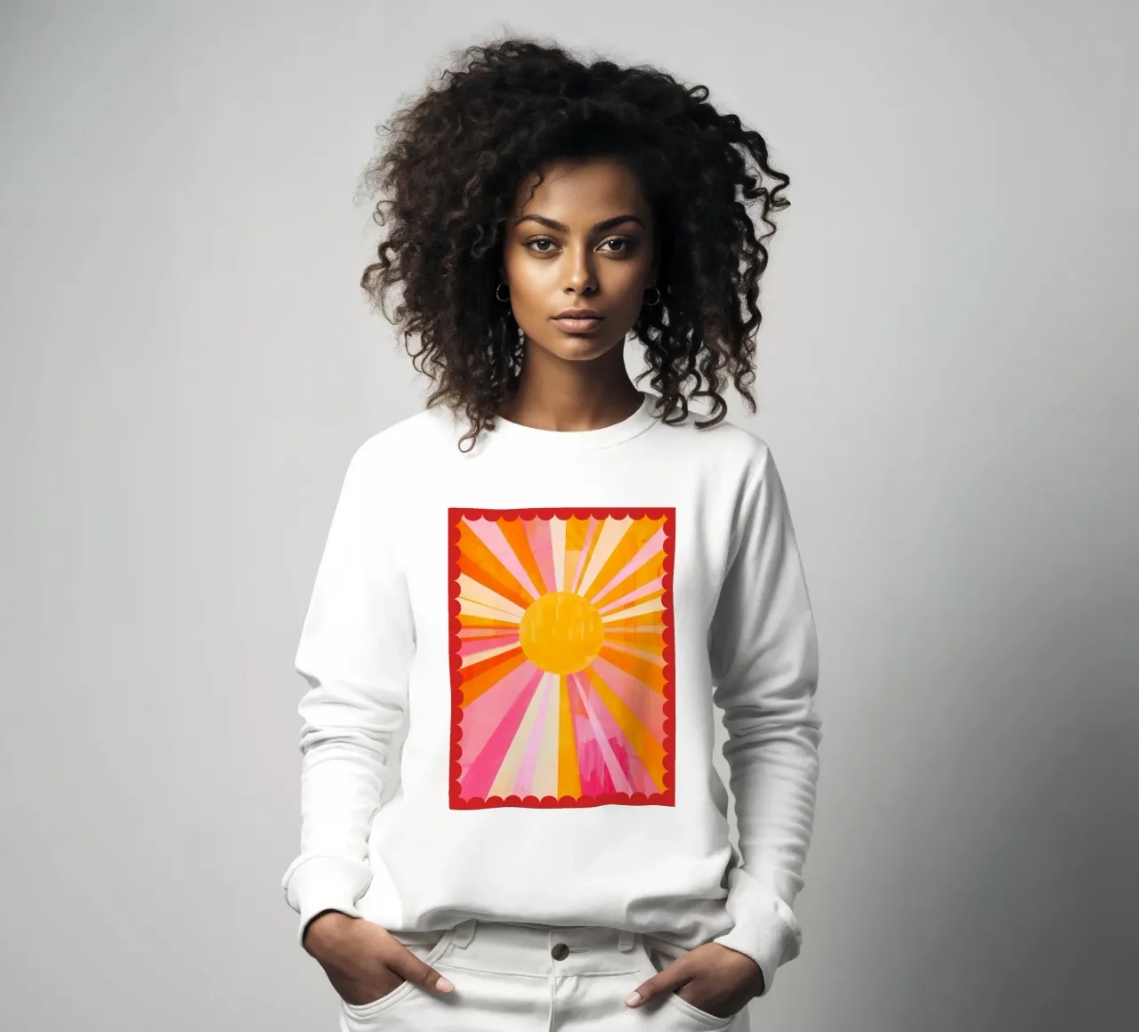 Italy, Soleil Boho Print, Sun Poster, Vibrant Summer Print sweatshirt by DolceVita