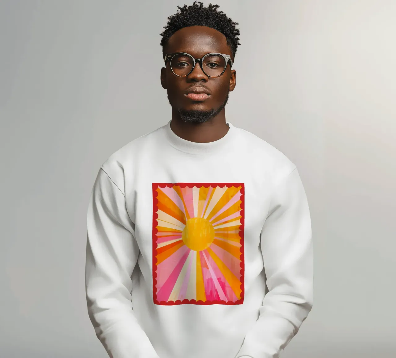 Italy, Soleil Boho Print, Sun Poster, Vibrant Summer Print sweatshirt by DolceVita