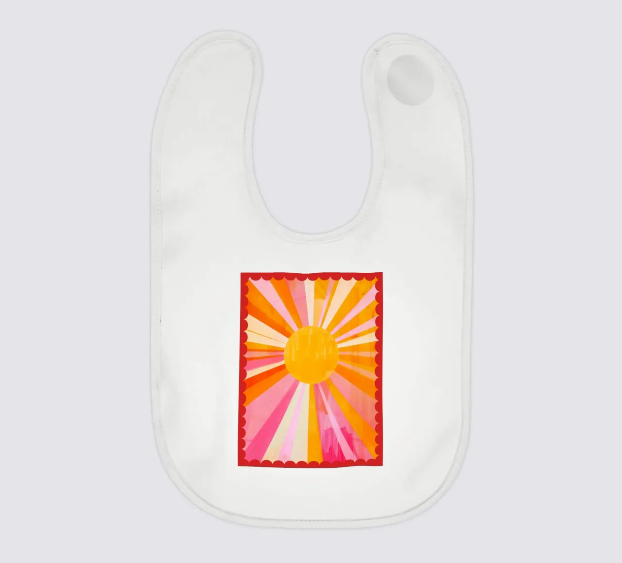 Italy, Soleil Boho Print, Sun Poster, Vibrant Summer Print baby bib by DolceVita