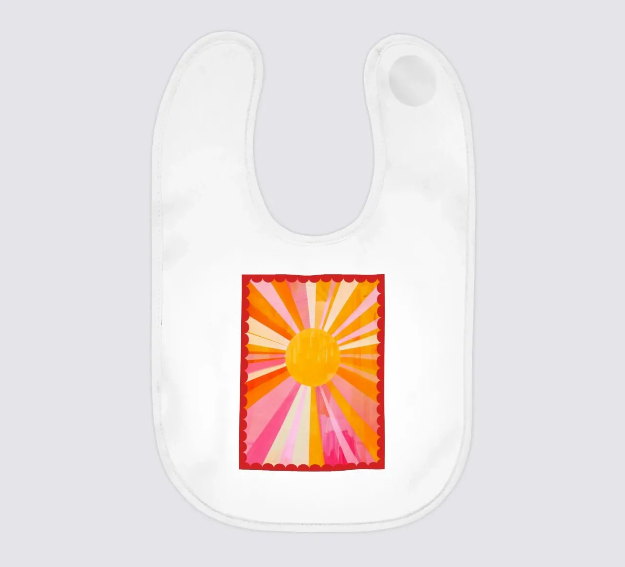 Italy, Soleil Boho Print, Sun Poster, Vibrant Summer Print baby bib by DolceVita