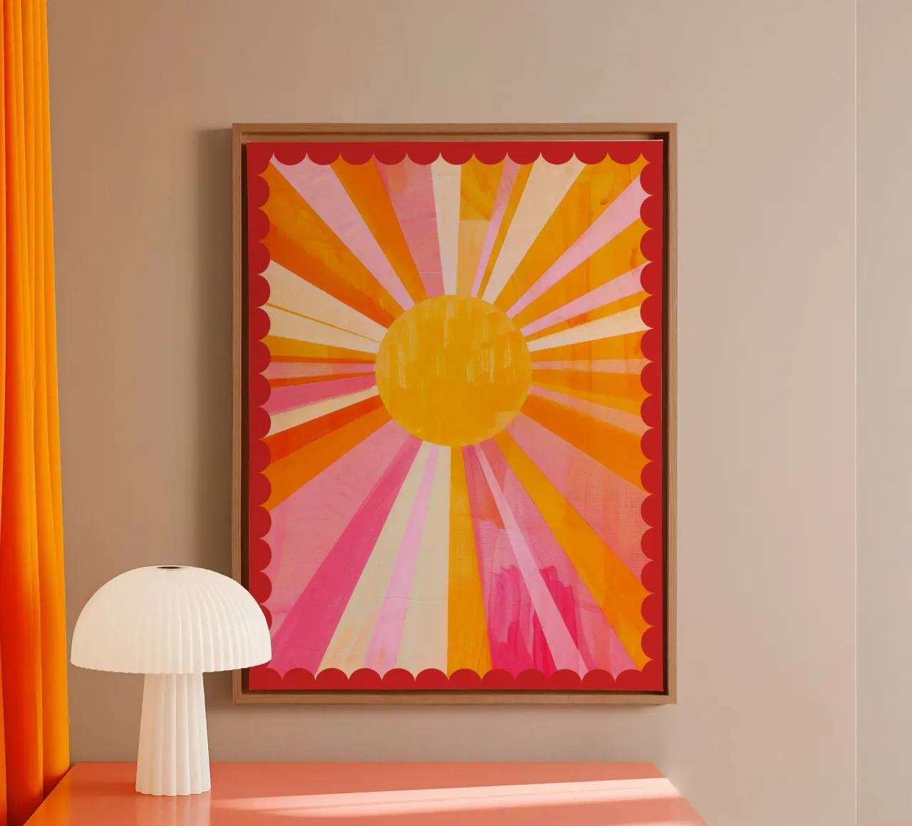 Italië, Soleil Boho Print, Zonneposter, Levendige Zomer Print canvas met Baklijst van DolceVita
