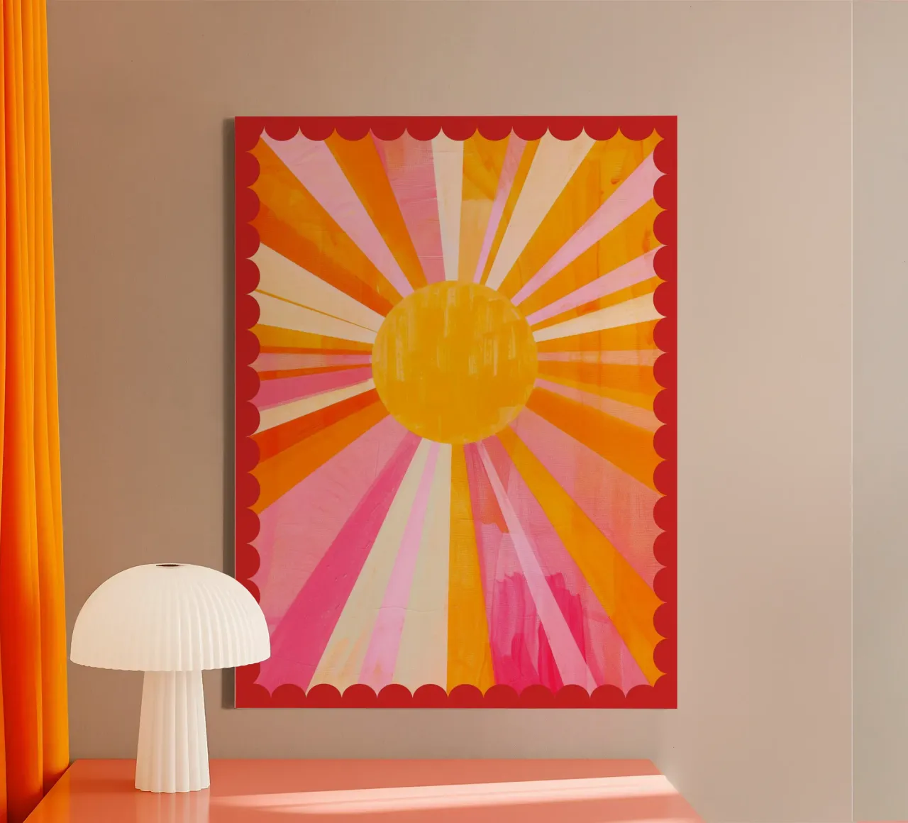 Italië, Soleil Boho Print, Zonneposter, Levendige Zomer Print canvas met Baklijst van DolceVita