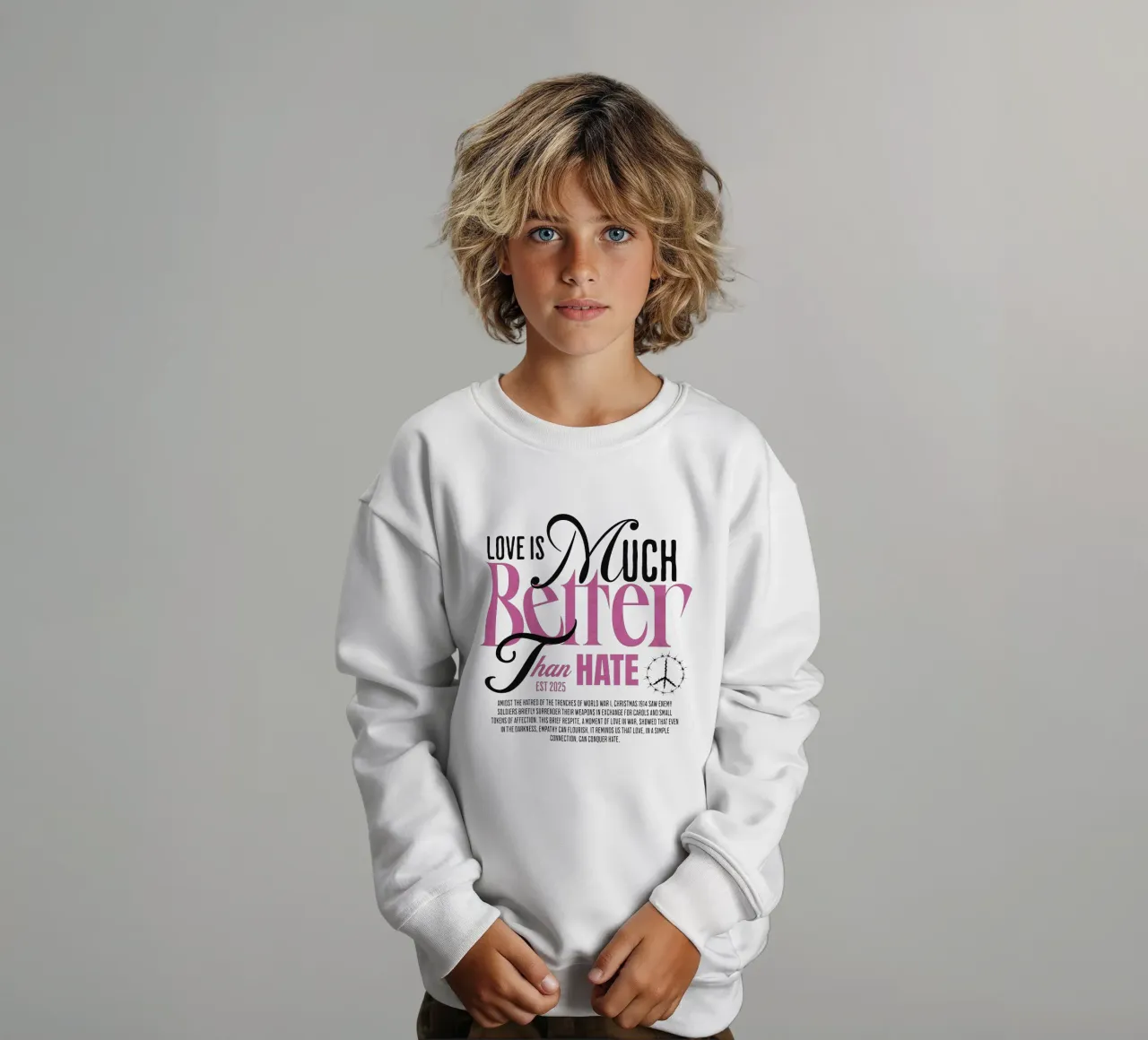 Love is Much Better Than Hate felpa bambino da artelevenstudio