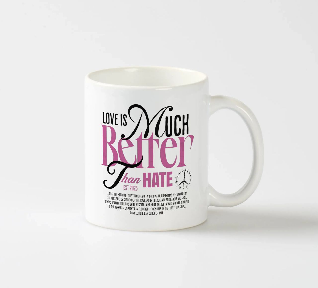 Love is Much Better Than Hate tazza in ceramica da artelevenstudio