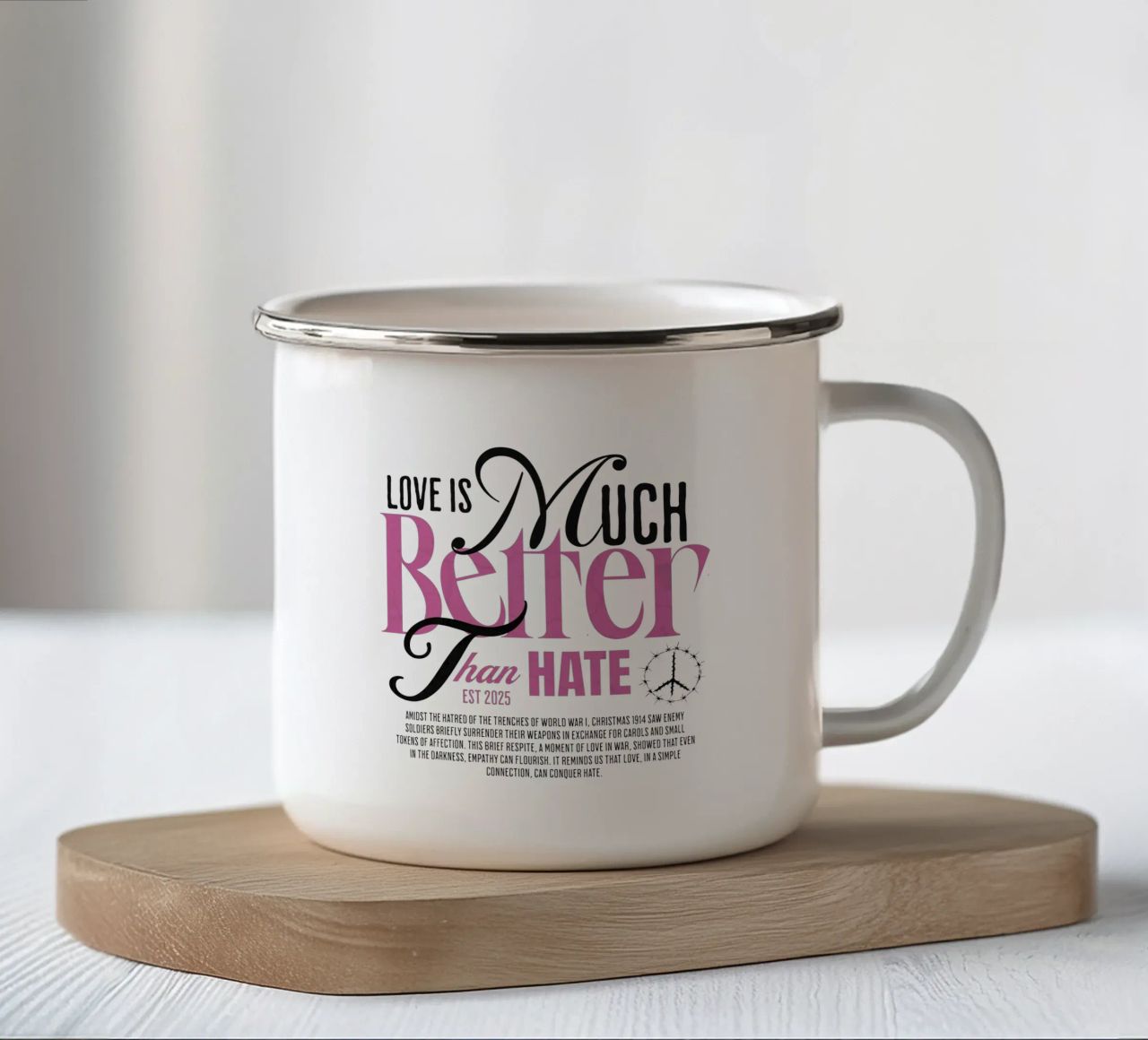 Love is Much Better Than Hate tazza in smalto da artelevenstudio