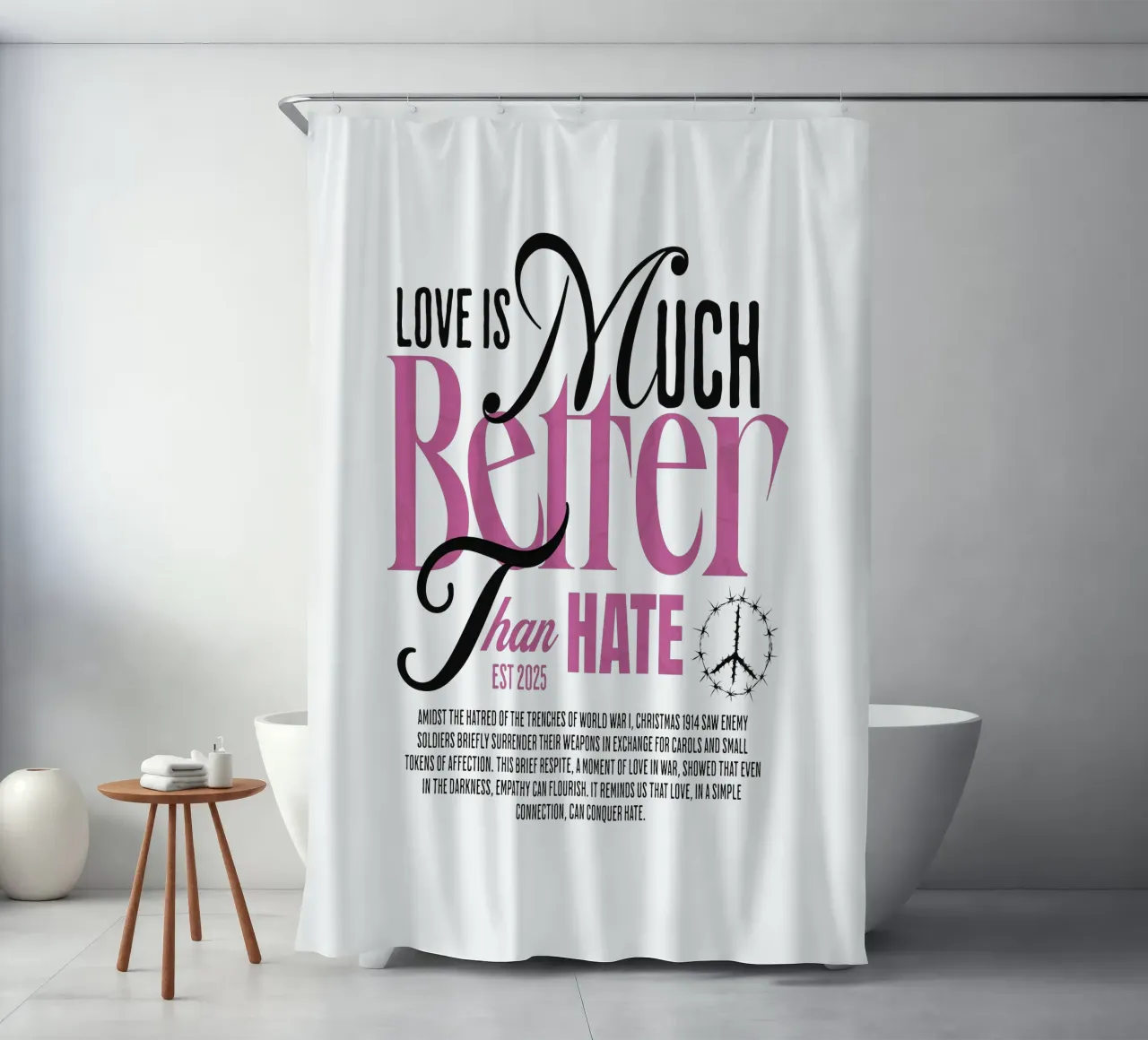 Love is Much Better Than Hate tenda da doccia da artelevenstudio