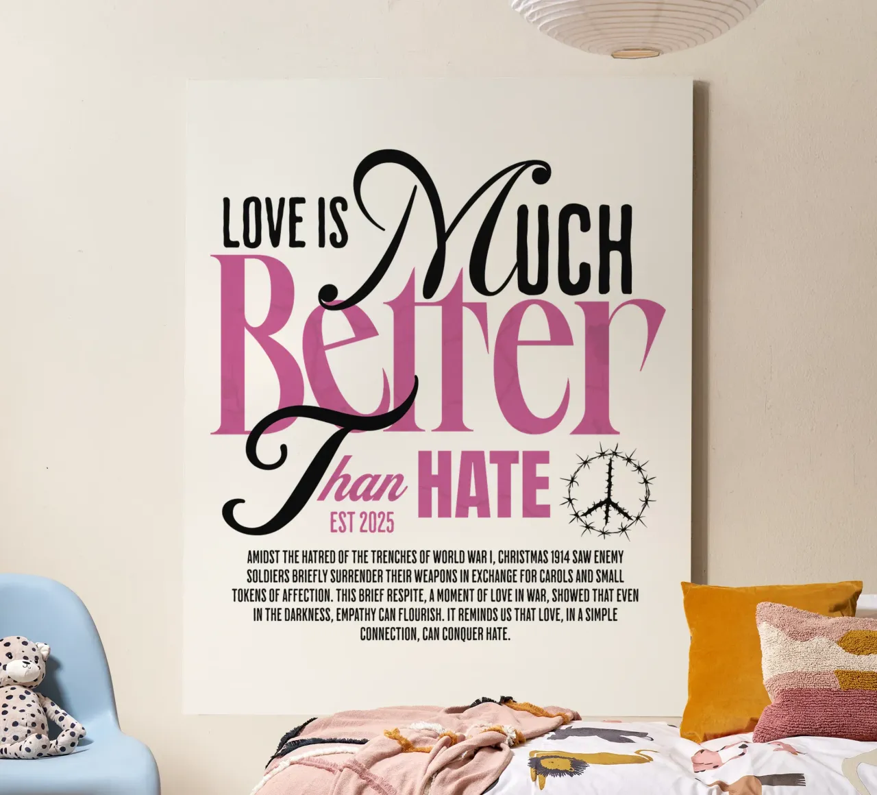 Love is Much Better Than Hate canvas by artelevenstudio