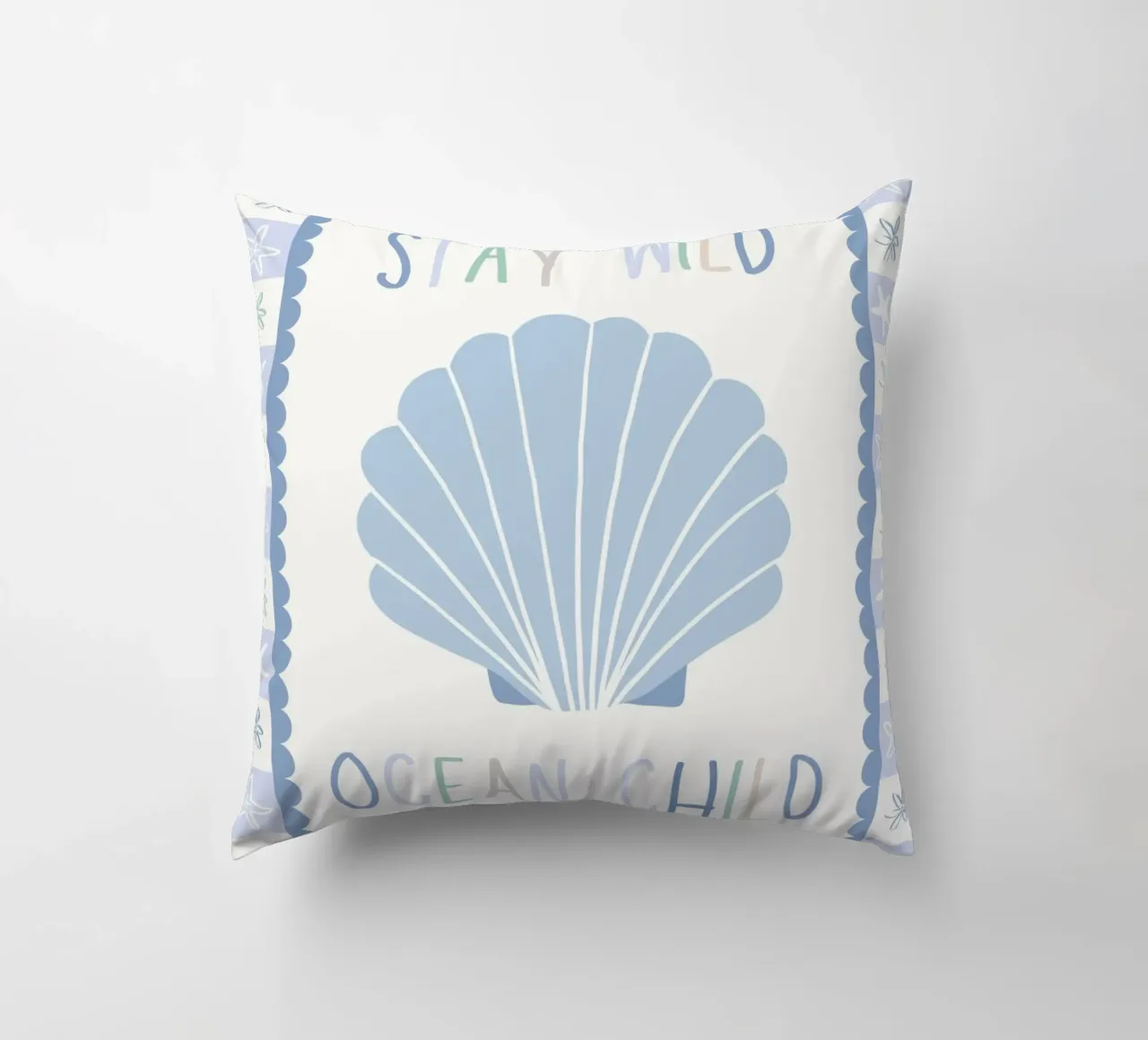 Ocean Child, Playroom Sea Shell Poster, Nursery Print decorative cushion by SunshinePrints