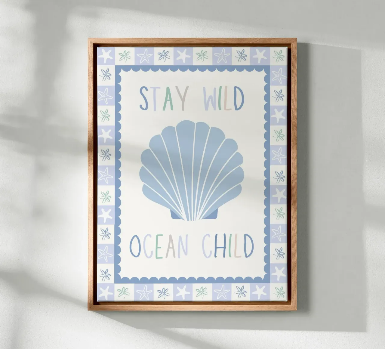 Oceano bambino, poster conchiglia marina, stampa asilo nido tela con Cornice a cassetta da SunshinePrints