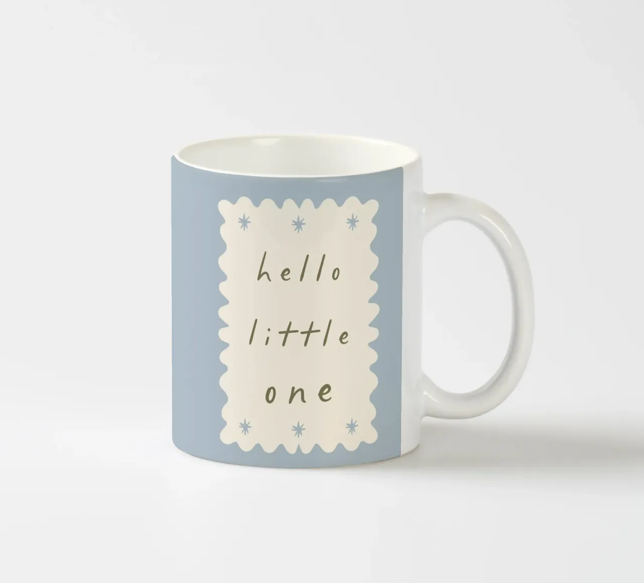 Hello Little One, Minimalist Print for Nursery, Playroom Art ceramic mug by SunshinePrints