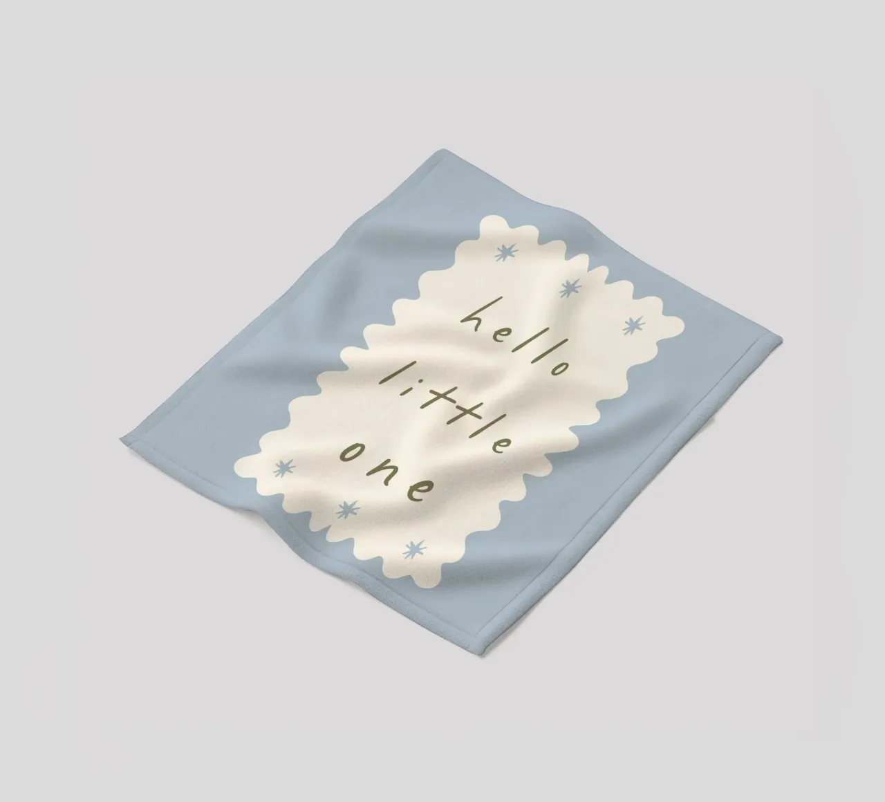 Hello Little One, Minimalist Print for Nursery, Playroom Art fleece blanket by SunshinePrints