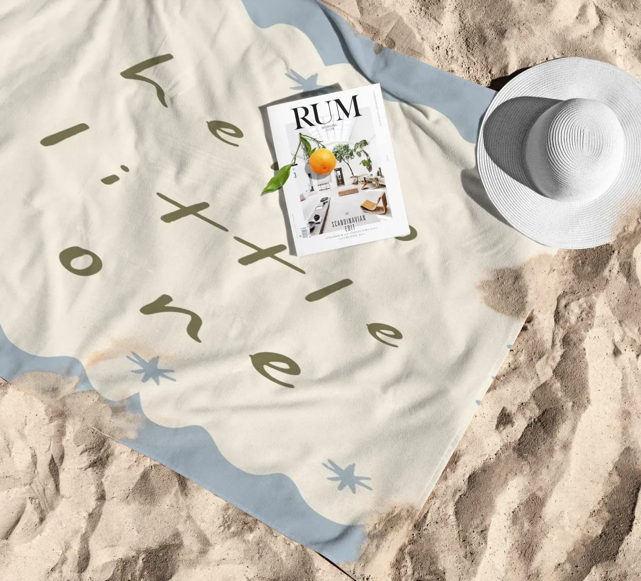 Hello Little One, Minimalist Print for Nursery, Playroom Art beach towel by SunshinePrints