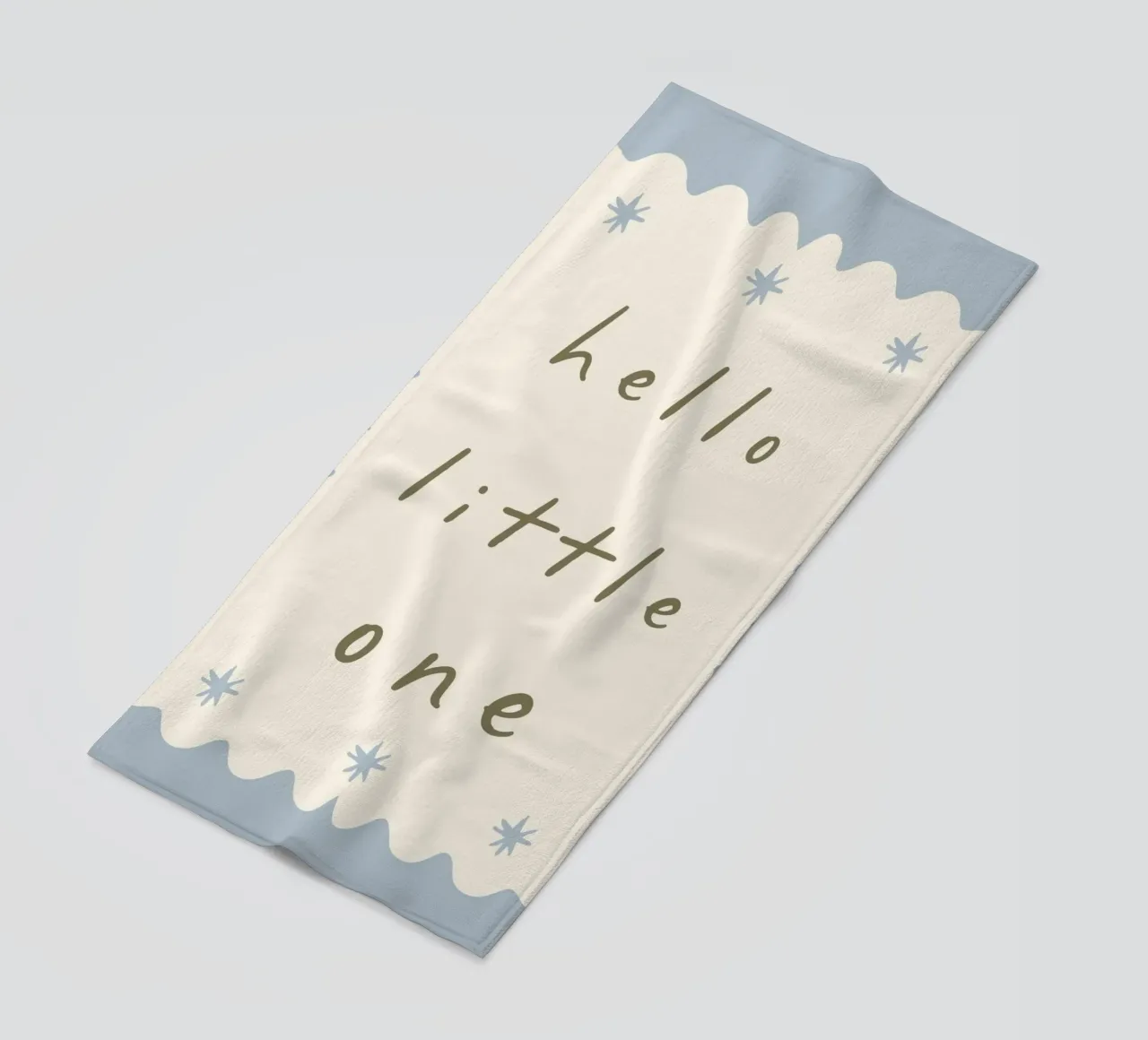 Hello Little One, Minimalist Print for Nursery, Playroom Art beach towel by SunshinePrints