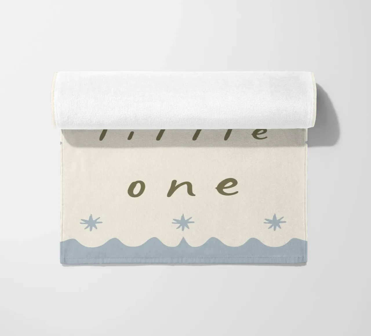 Hello Little One, Minimalist Print for Nursery, Playroom Art beach towel by SunshinePrints