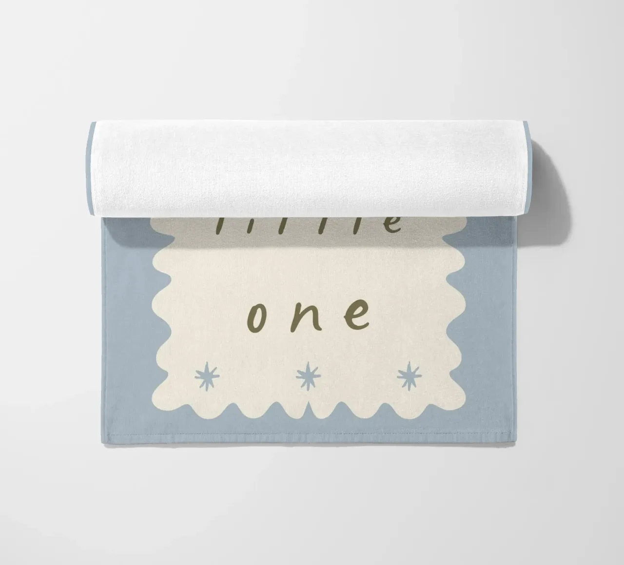 Hello Little One, Minimalist Print for Nursery, Playroom Art beach towel by SunshinePrints