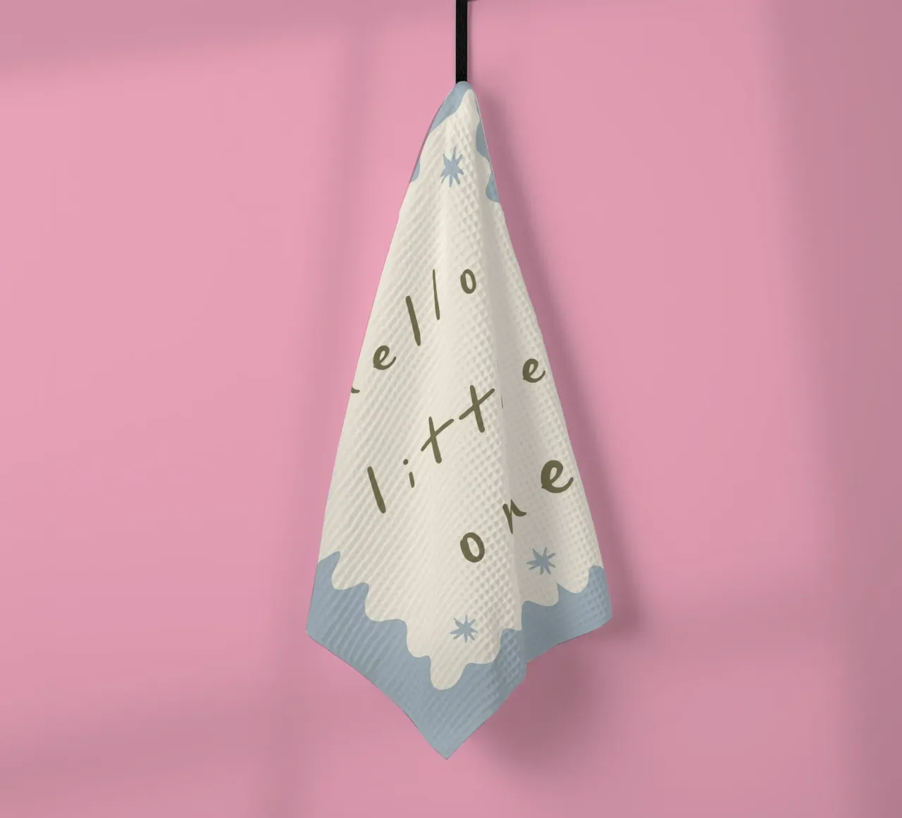 Hello Little One, Minimalist Print for Nursery, Playroom Art tea towel by SunshinePrints