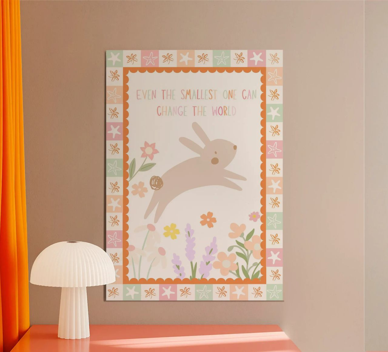 Bunny Print, Kids Playroom, Nursery Decor, Flower Print poster by SunshinePrints
