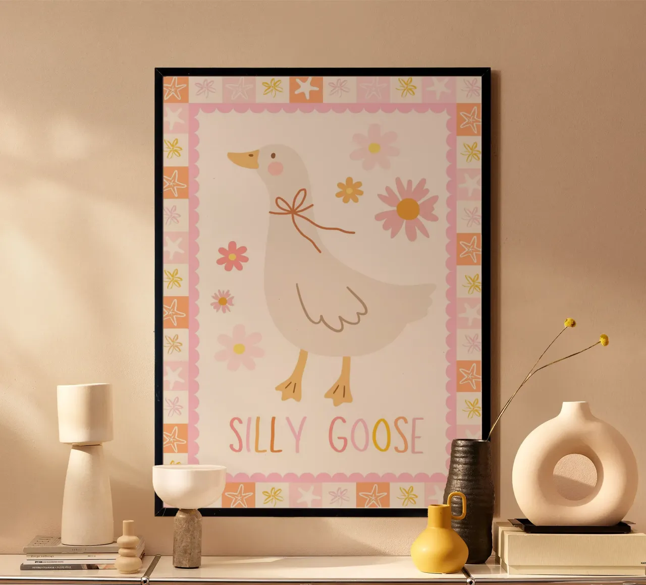 Stampa di un'oca sciocca, arte da parete per l'asilo nido, decorazione di animali per la stanza dei giochi poster da SunshinePrints