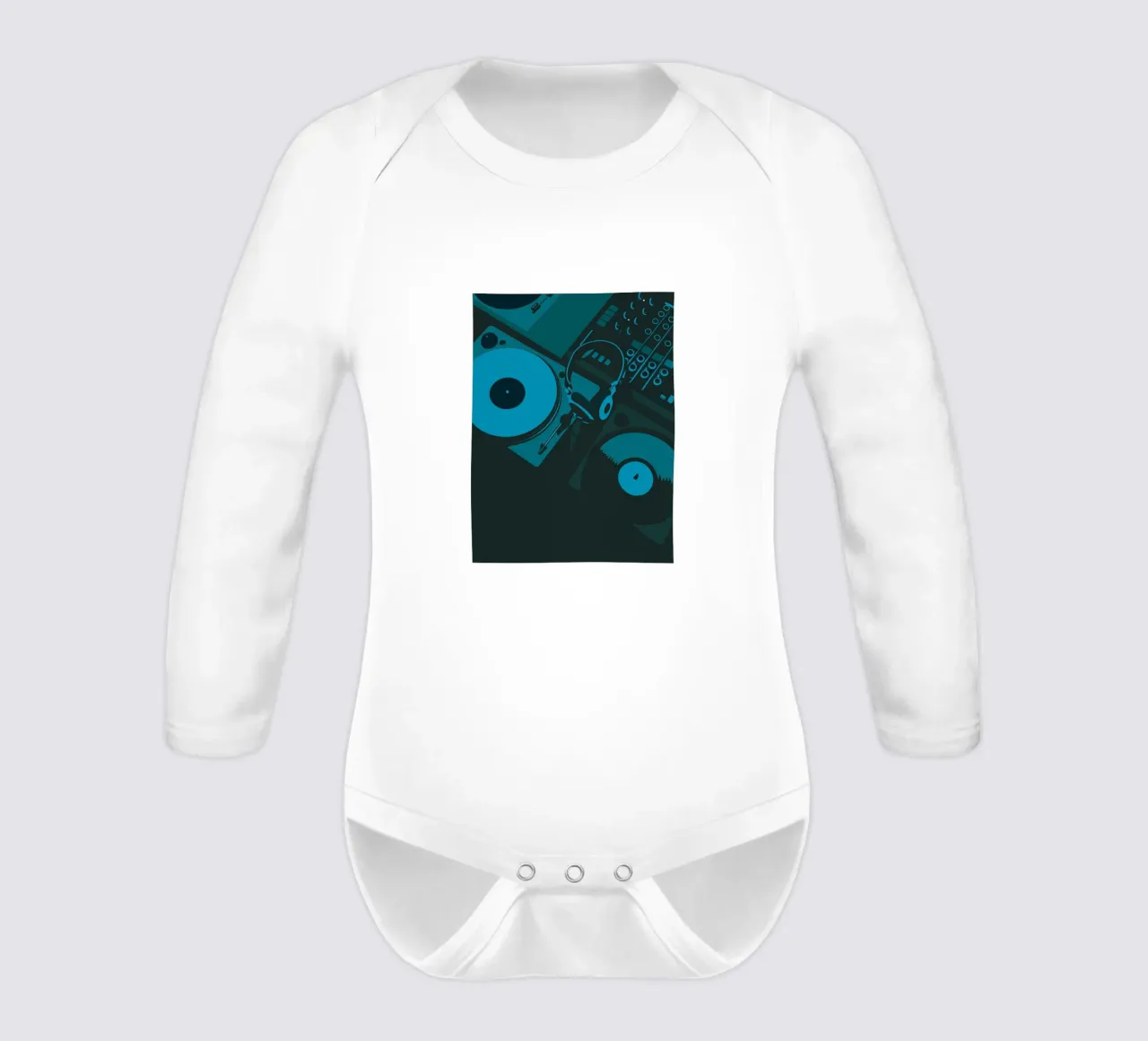 Dj Turntables long-sleeve baby romper by MUSIC EDITION