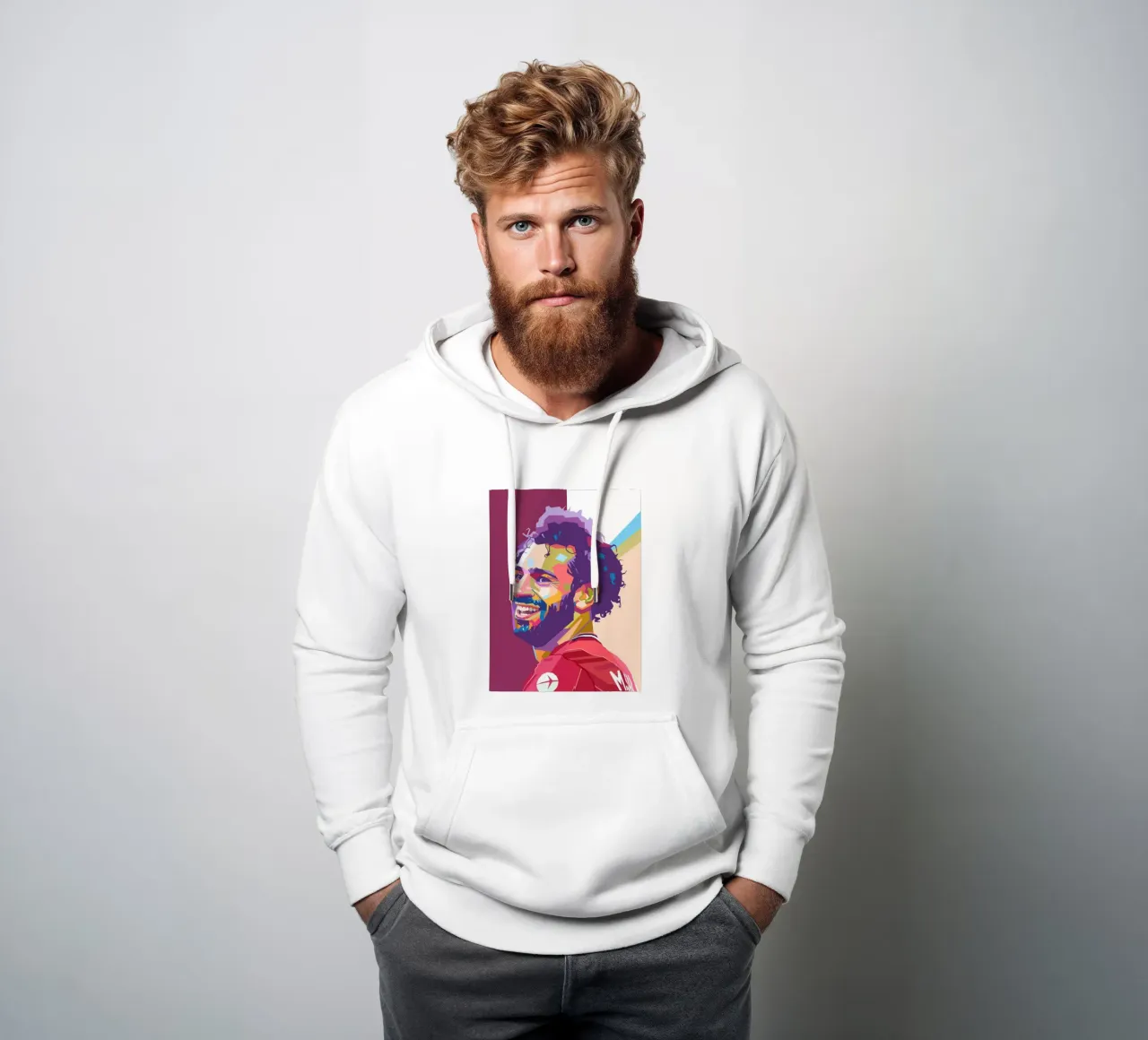 Mohamed Salah giocatore di calcio iconico felpa con cappuccio da Hantamrata