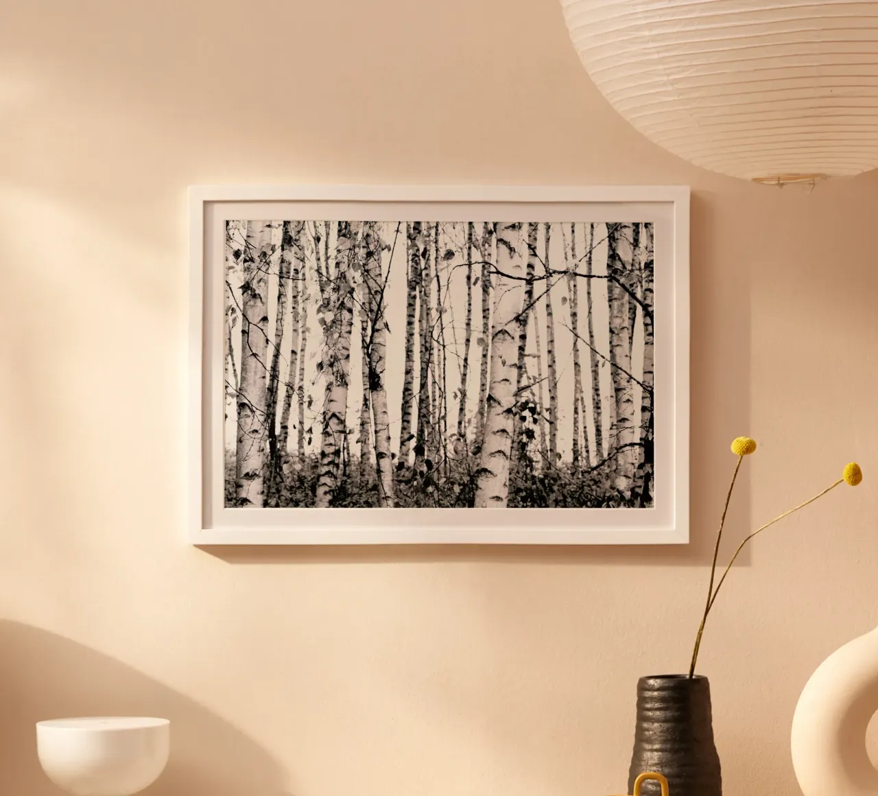 Winter Birches poster con telaio in alluminio da Monika Strigel