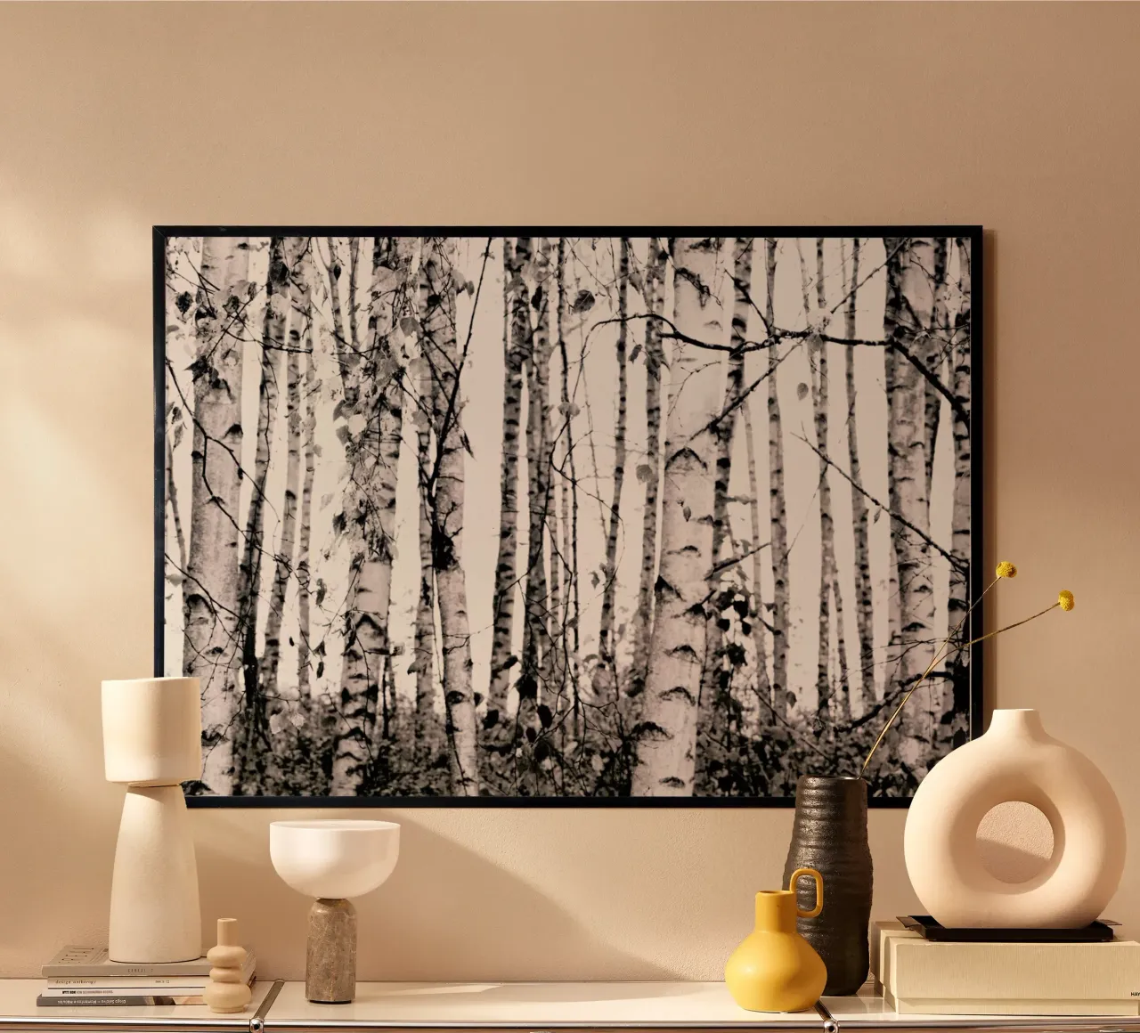 Winter Birches poster con telaio in alluminio da Monika Strigel