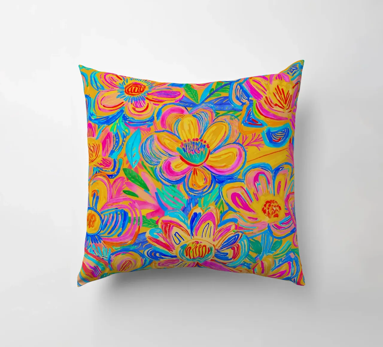 Groovy Bold Pop Art Doodle Summer Flower Vibes cuscino da Andrea Haase Modern Home