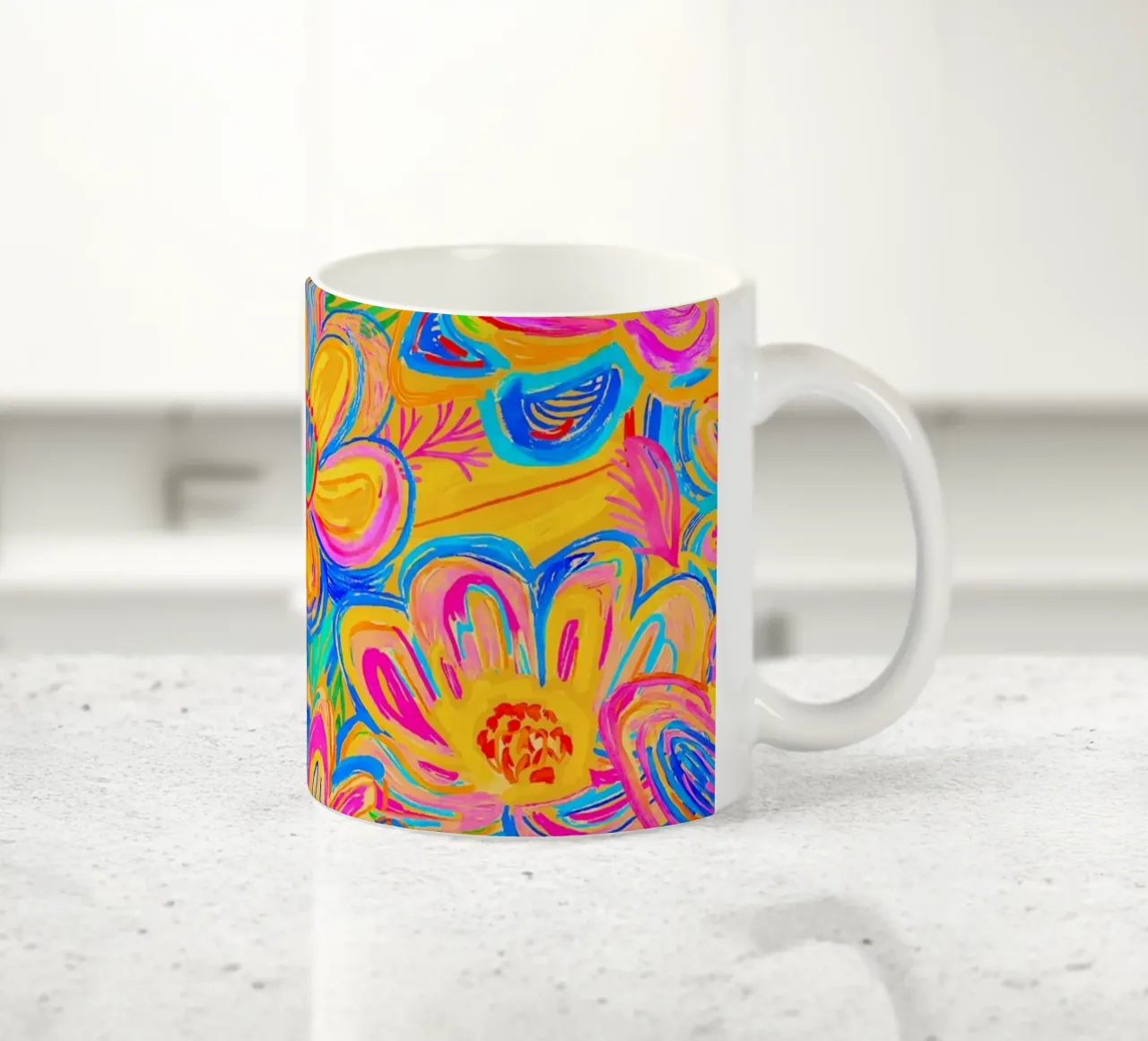 Groovy Bold Pop Art Doodle Summer Flower Vibes tazza in ceramica da Andrea Haase Modern Home