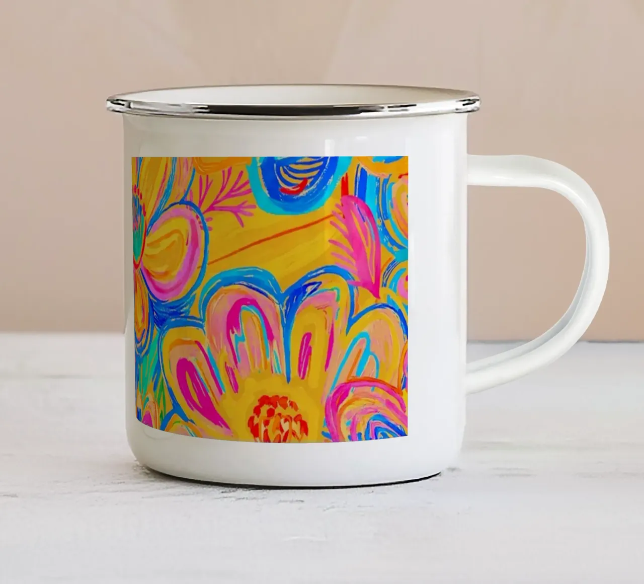 Groovy Bold Pop Art Doodle Summer Flower Vibes tazza in smalto da Andrea Haase Modern Home