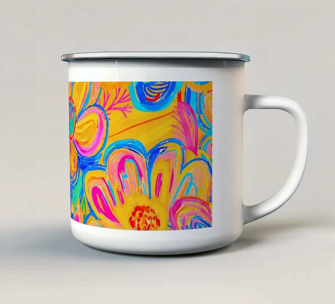 Groovy Bold Pop Art Doodle Summer Flower Vibes tazza in smalto da Andrea Haase Modern Home