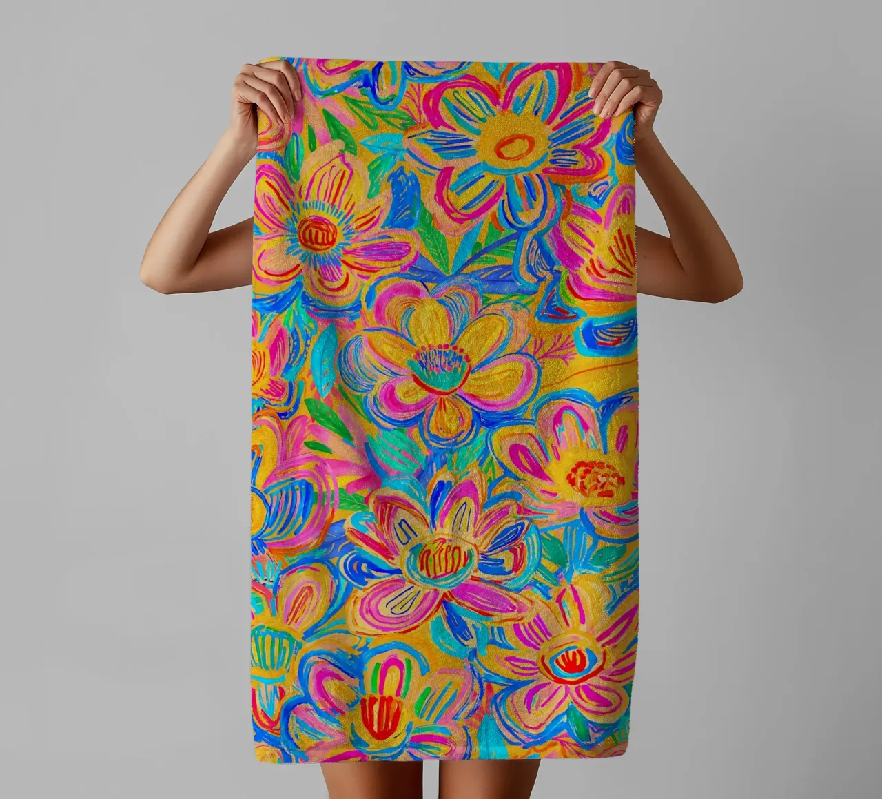Groovy Bold Pop Art Doodle Summer Flower Vibes asciugamano da bagno da Andrea Haase Modern Home