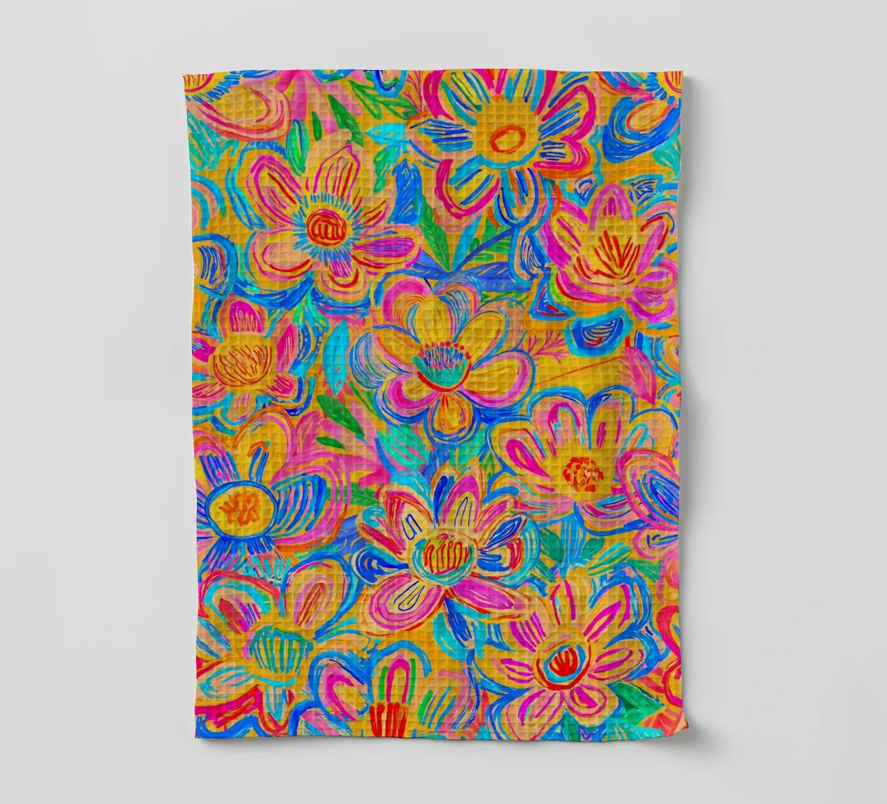 Groovy Bold Pop Art Doodle Summer Flower Vibes canovaccio da cucina da Andrea Haase Modern Home