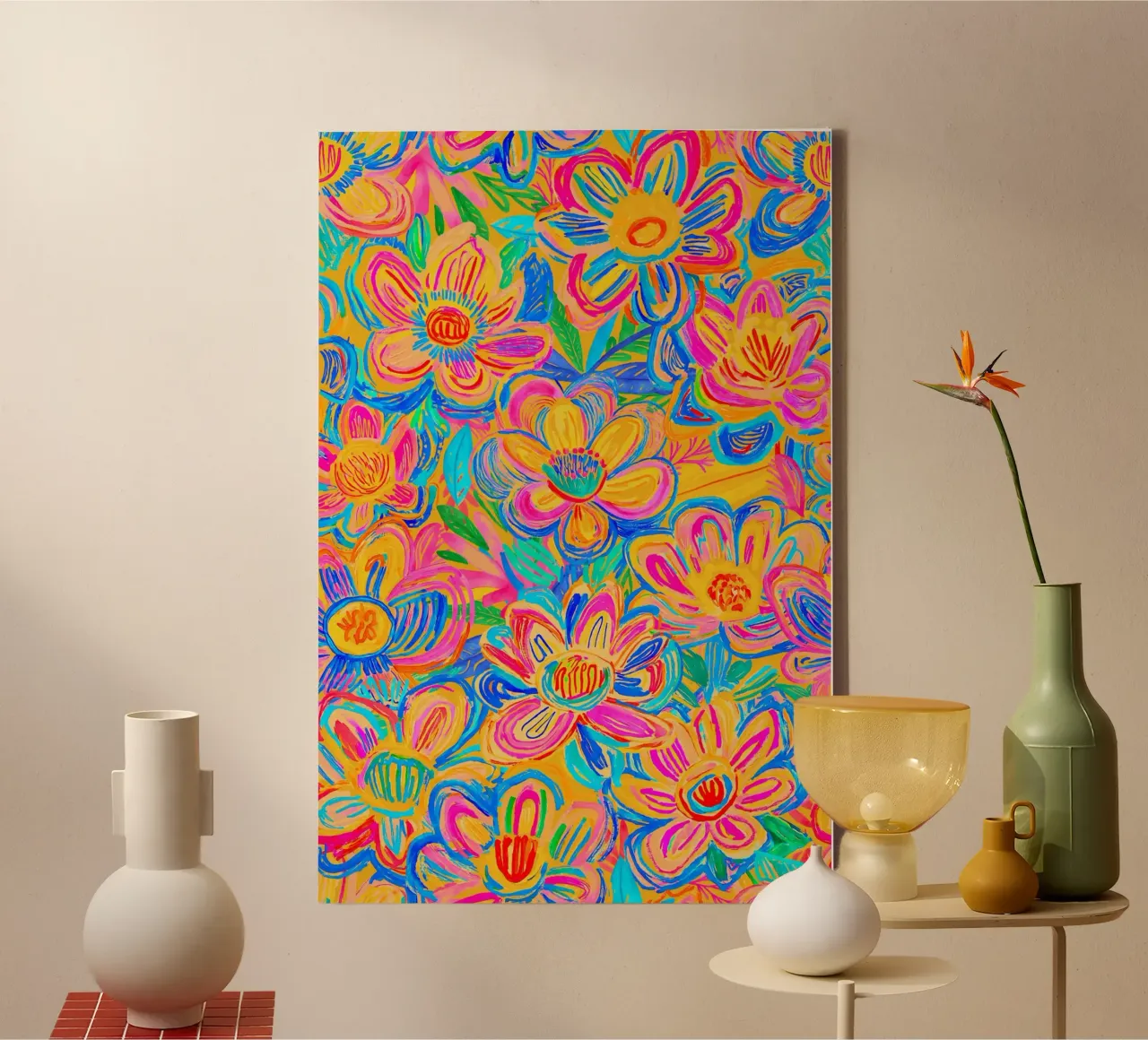Groovy Bold Pop Art Doodle Summer Flower Vibes tela da Andrea Haase Modern Home