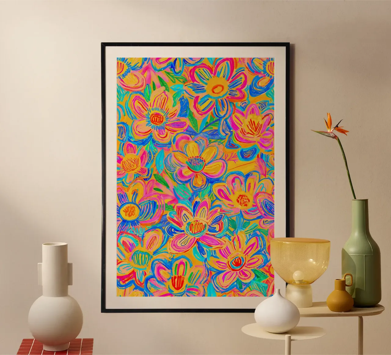 Groovy Bold Pop Art Doodle Summer Flower Vibes carta hahnemühle da Andrea Haase Modern Home