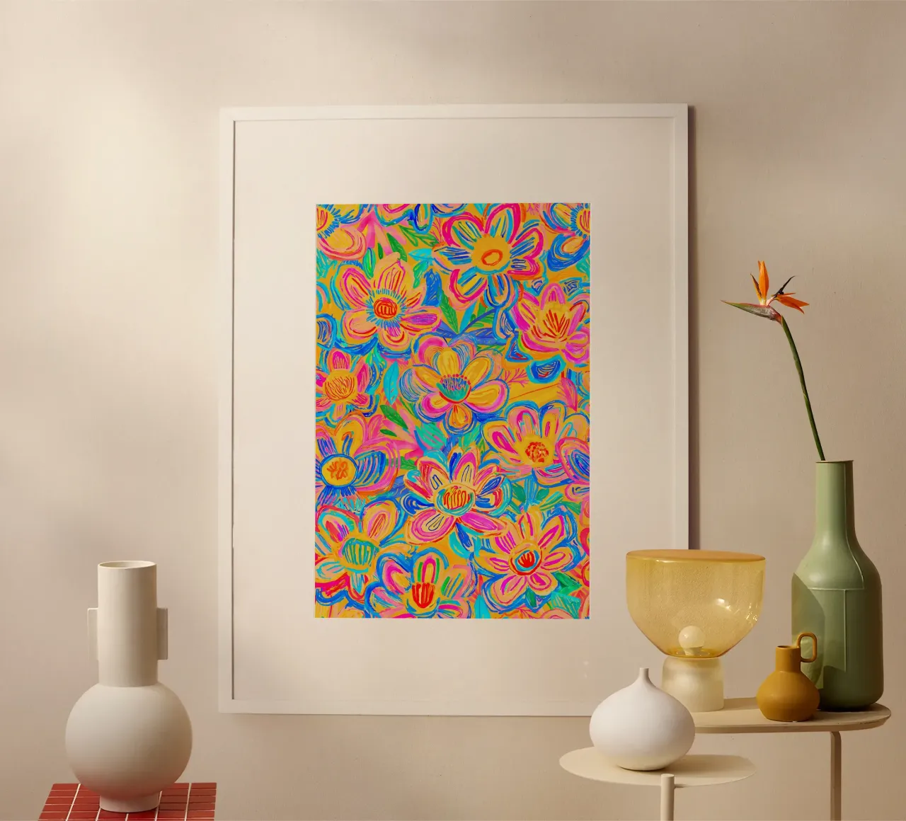 Groovy Bold Pop Art Doodle Summer Flower Vibes carta hahnemühle da Andrea Haase Modern Home