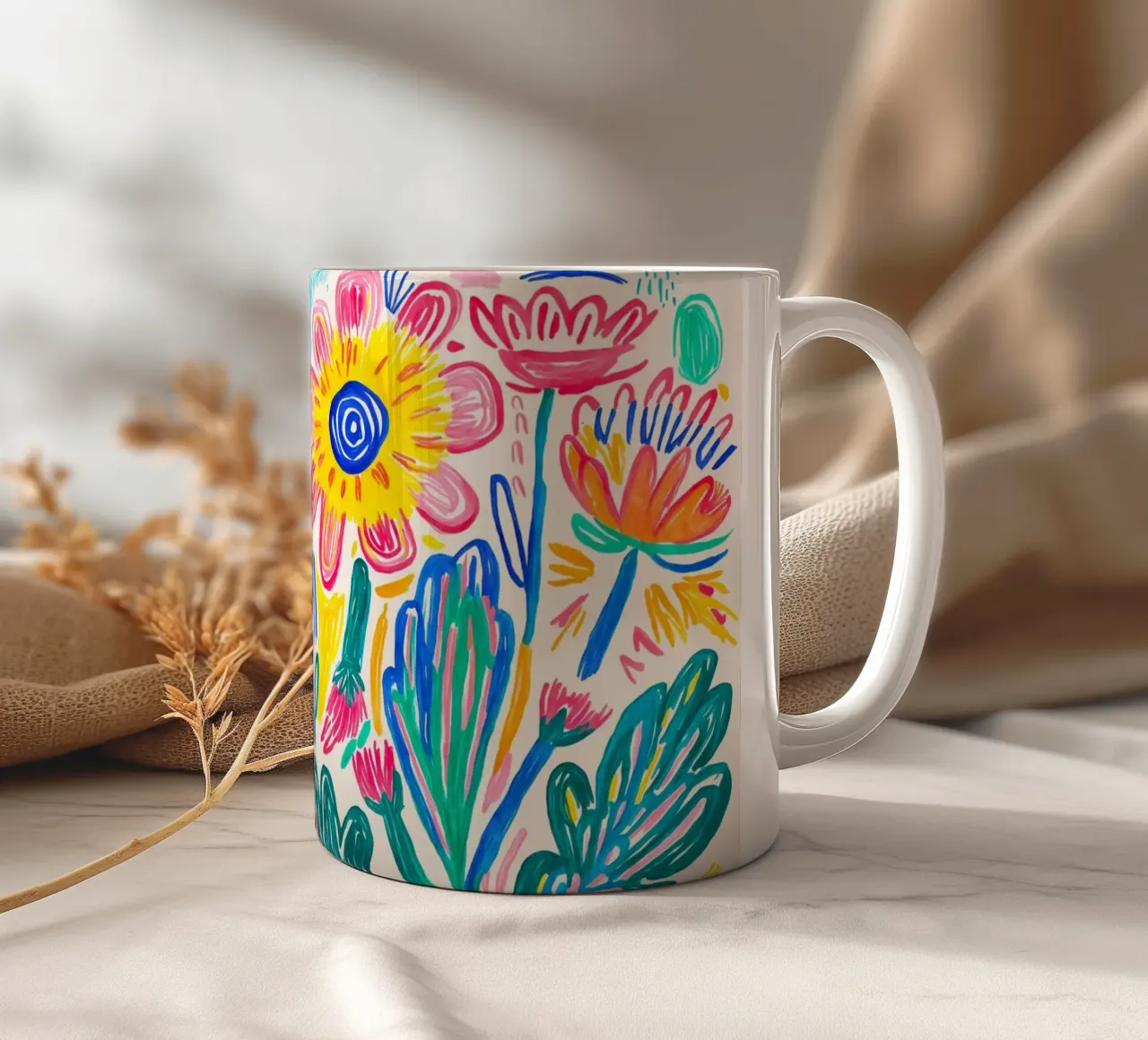 Groovy Doodle Pop Art Fiore Prato tazza in ceramica da Andrea Haase Modern Home