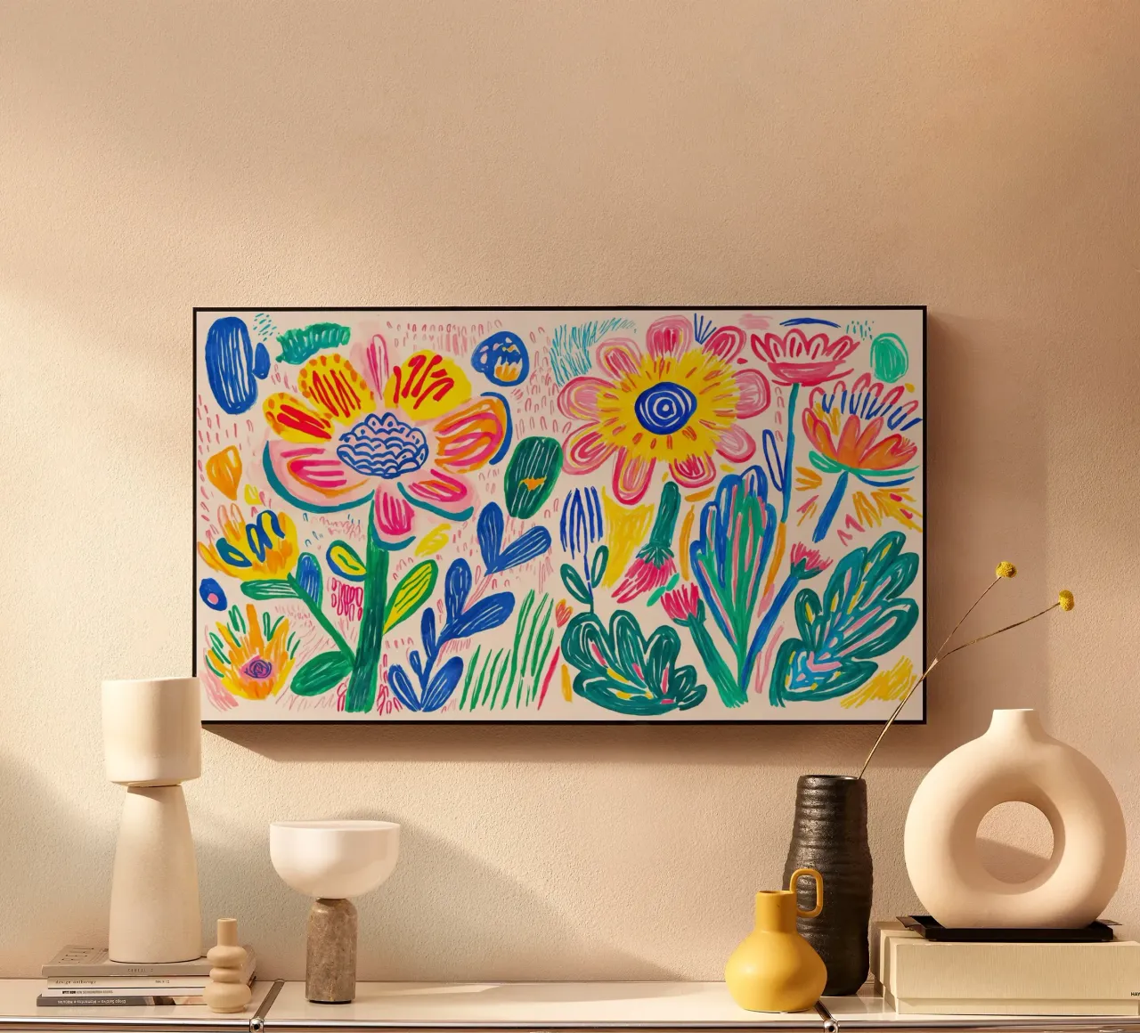 Groovy Doodle Pop Art Fiore Prato alluminio dibond da Andrea Haase Modern Home