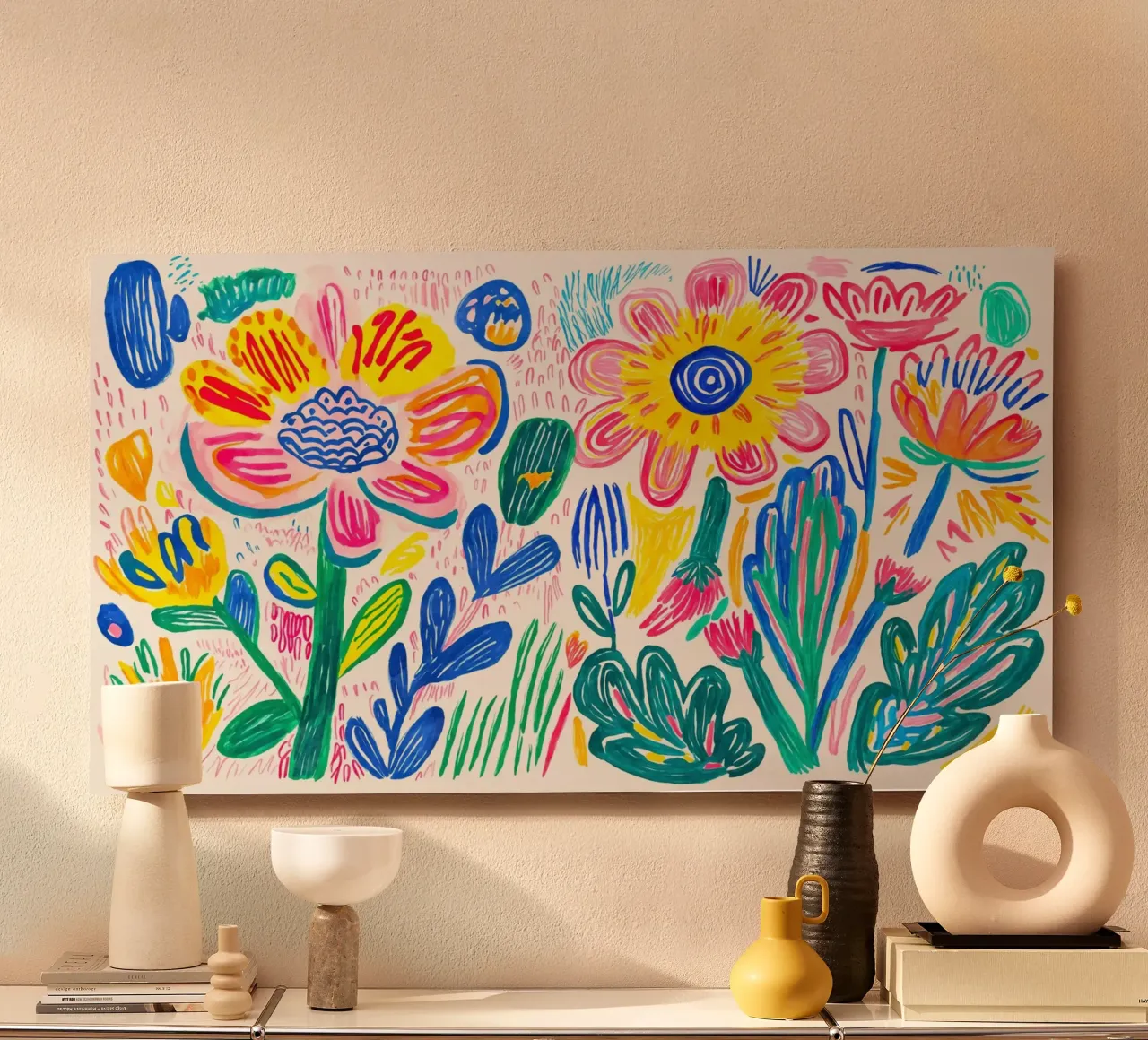 Groovy Doodle Pop Art Fiore Prato alluminio dibond da Andrea Haase Modern Home
