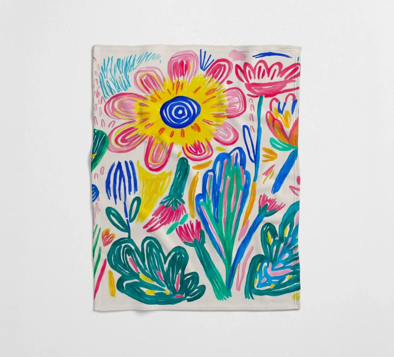 Groovy Doodle Pop Art Fiore Prato coperta in pile da Andrea Haase Modern Home