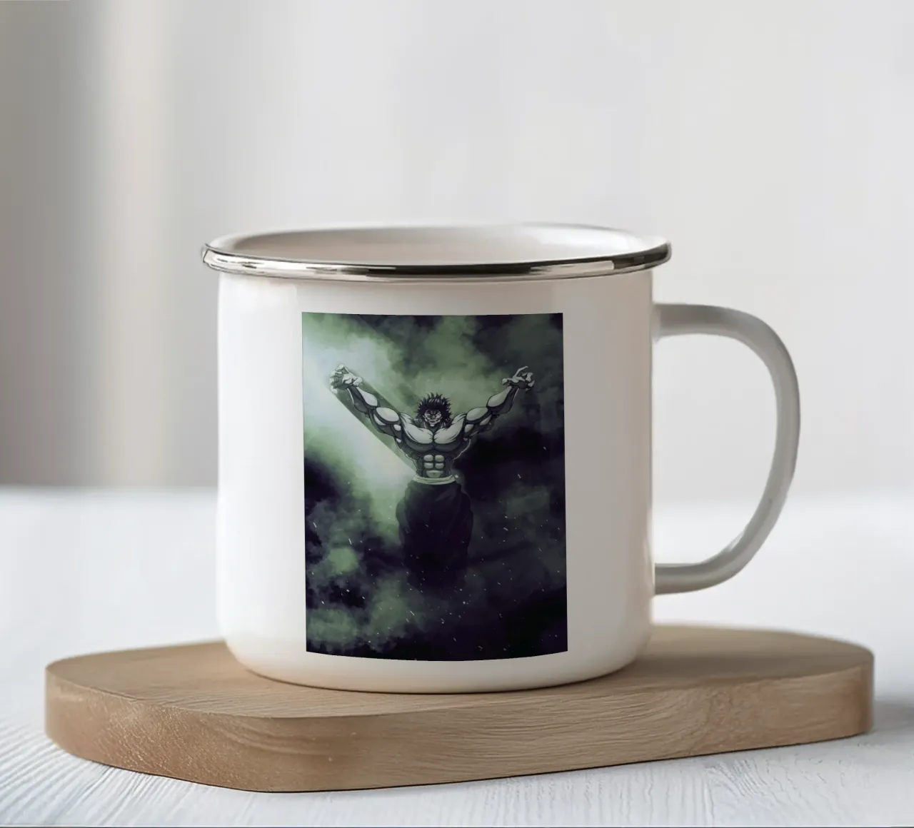 yujiro hanma enamel mug by FreeArtStudio