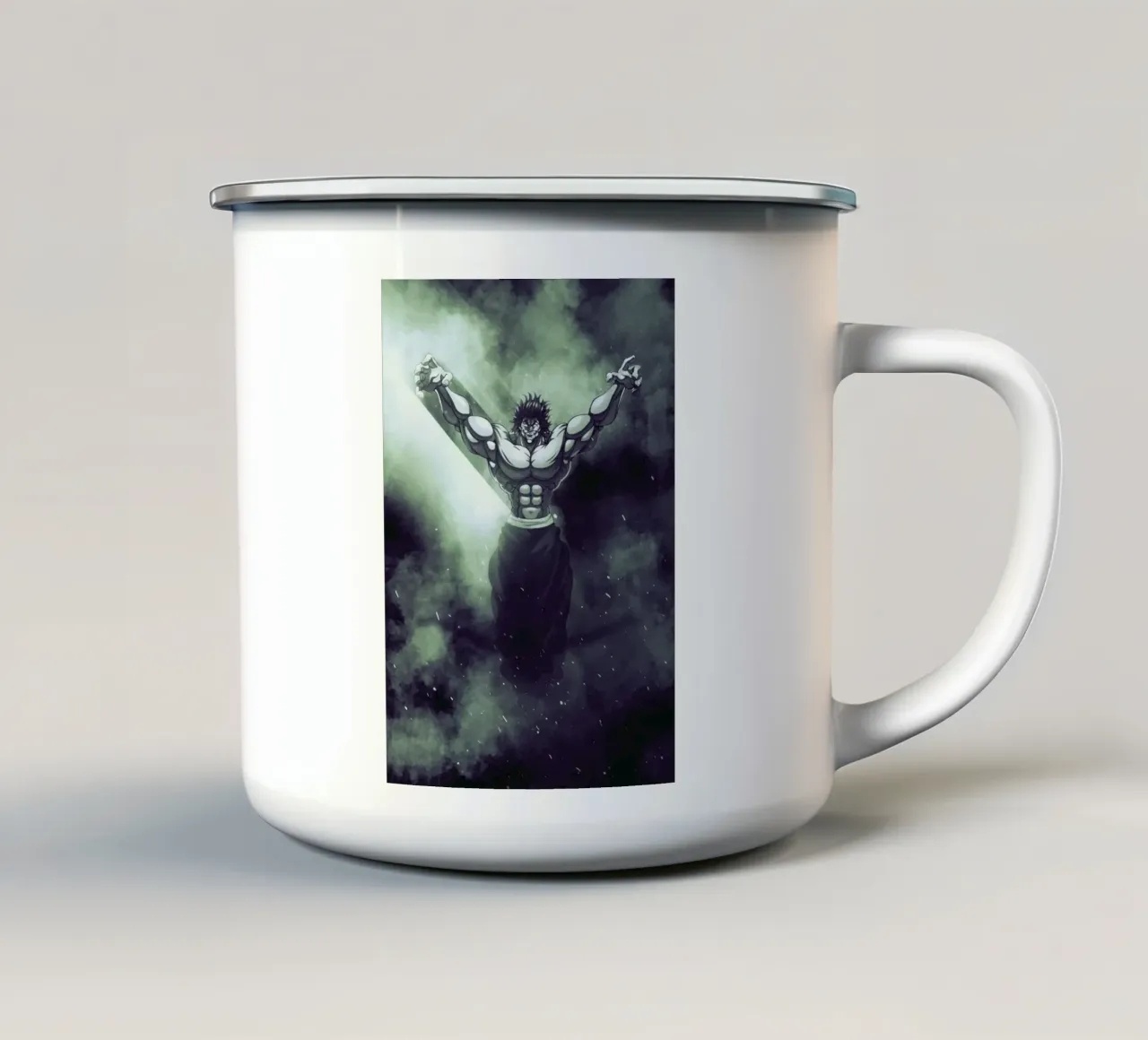 yujiro hanma enamel mug by FreeArtStudio