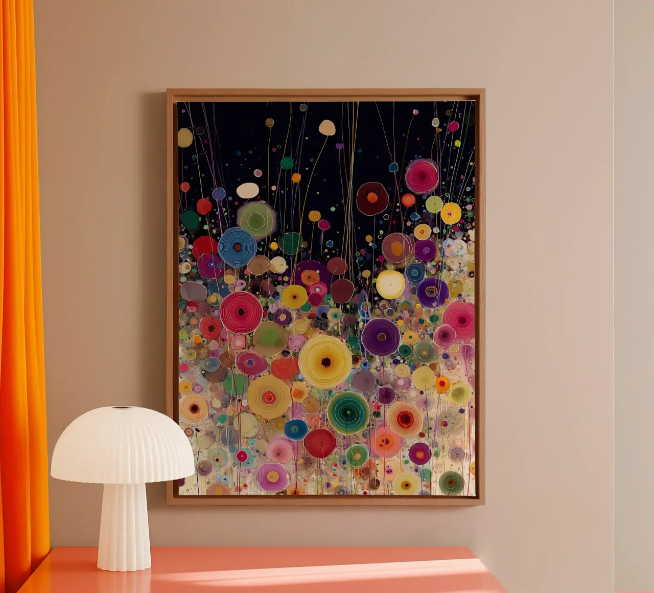 Flowers Abstract B, style Gustav Klimt canvas met Baklijst van Mateo