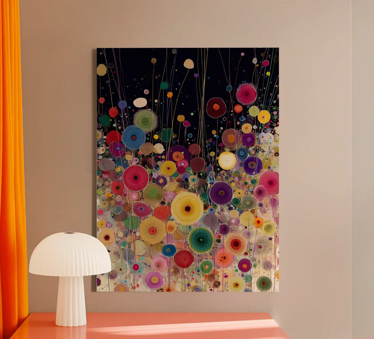 Flowers Abstract B, style Gustav Klimt canvas met Baklijst van Mateo