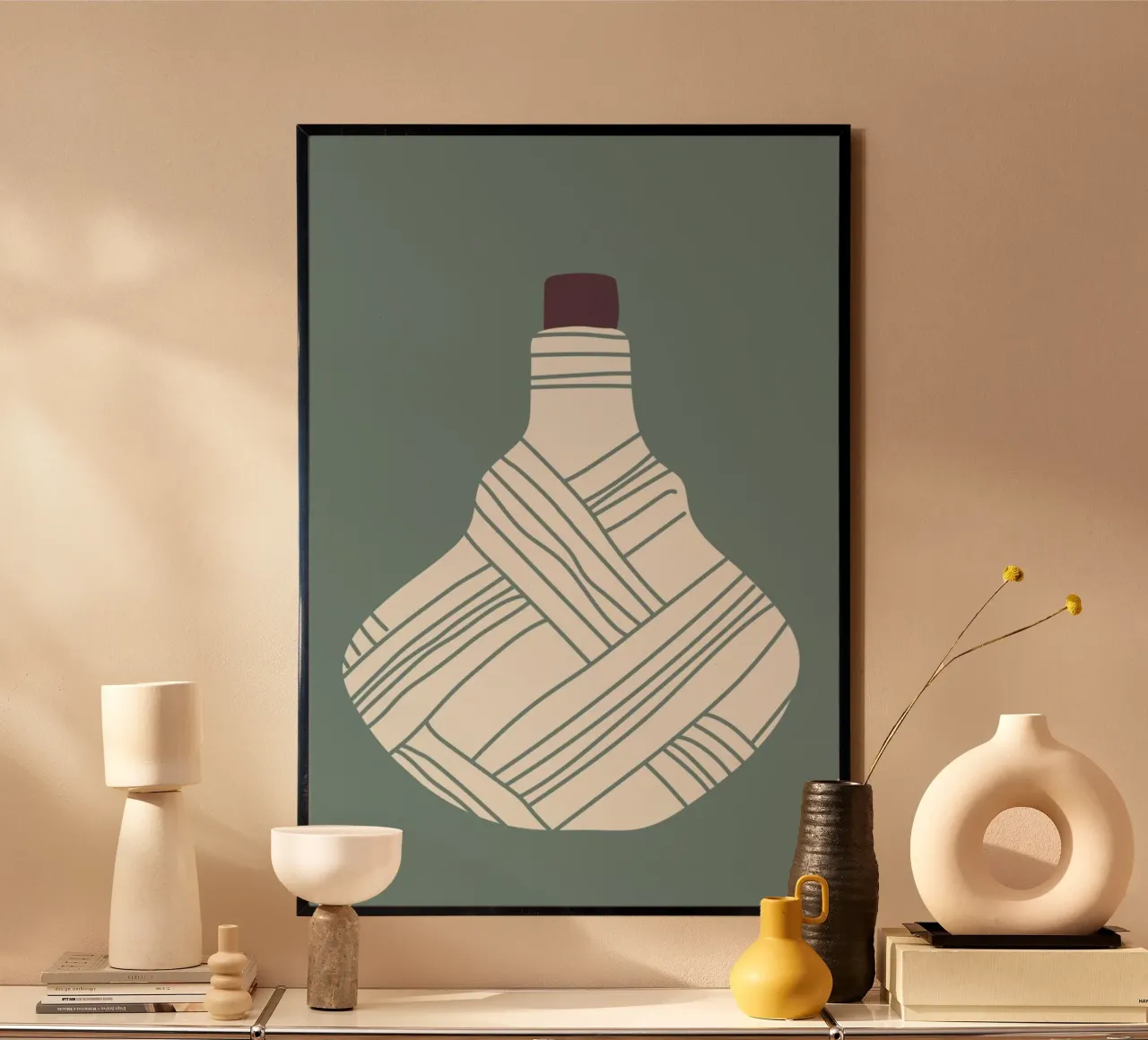 Kitchen Poetry  Bottle 1 Poster mit Aluminium Rahmen von Christina Heitmann