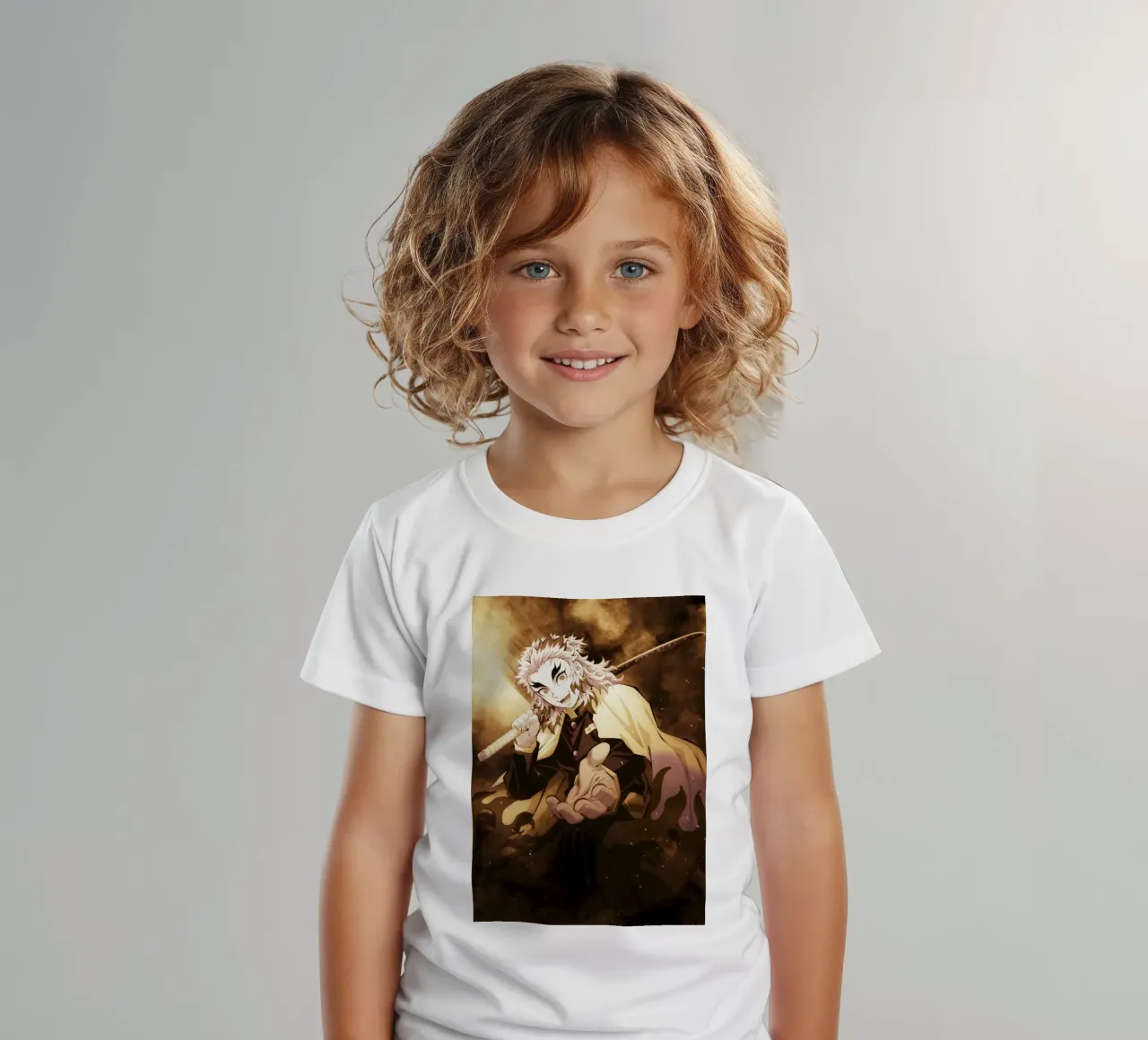 kyojuro rengoku kids t-shirt by FreeArtStudio