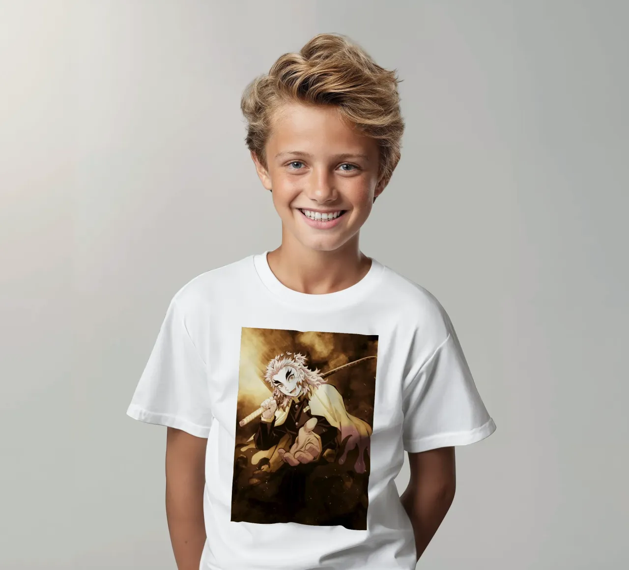kyojuro rengoku kids t-shirt by FreeArtStudio