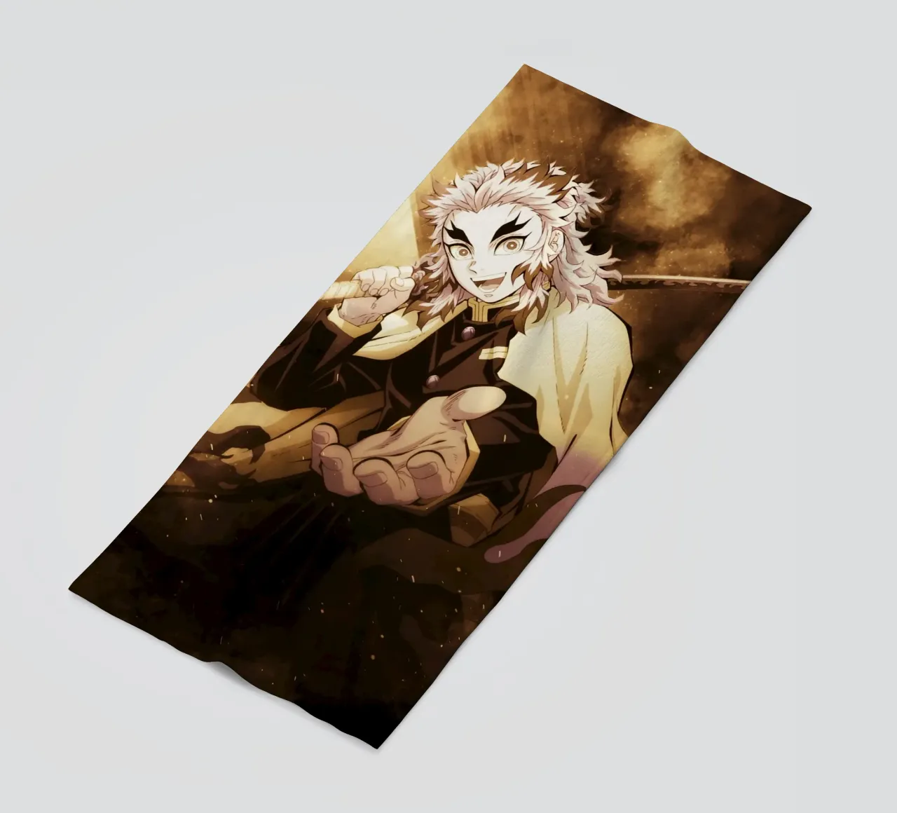 kyojuro rengoku beach towel by FreeArtStudio